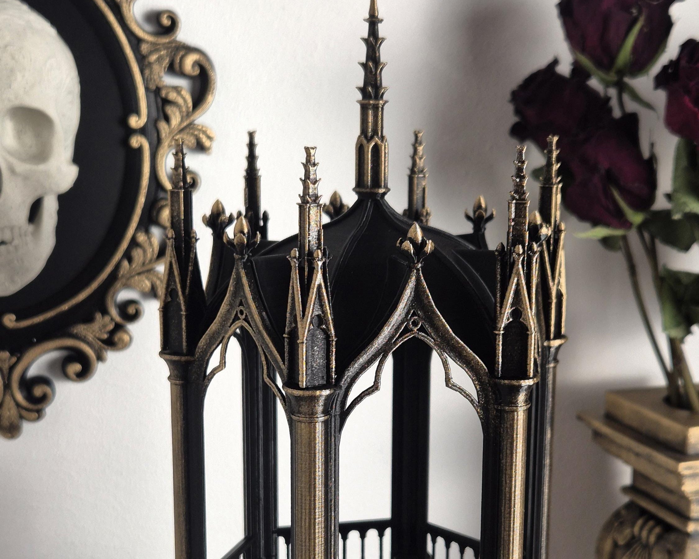 Gothic Lantern with Detachable Stand, Gothic Tealight Holder, 3D-PRINTED