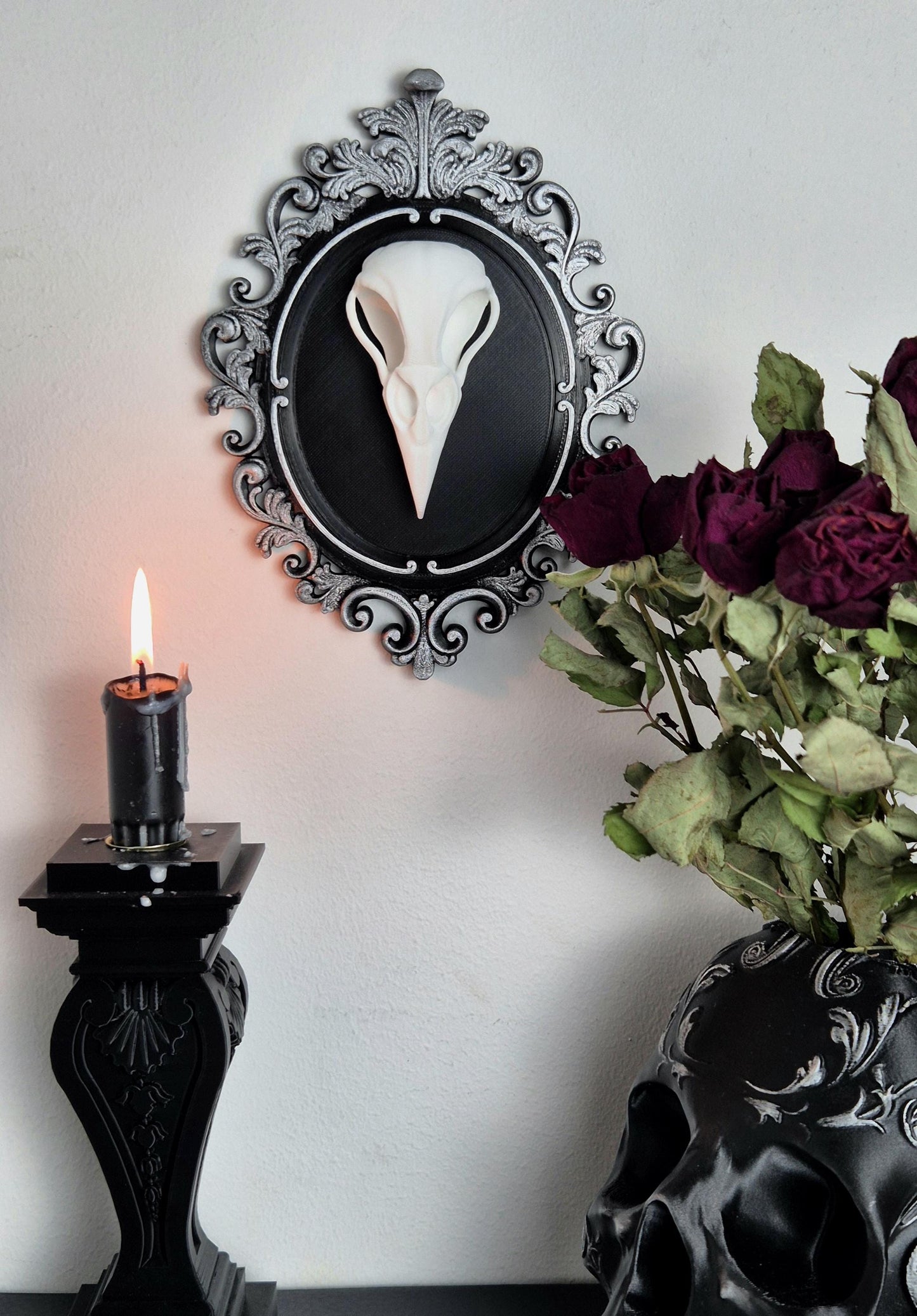 Gothic Victorian Raven Skull Frame "Erik", 3D-PRINTED
