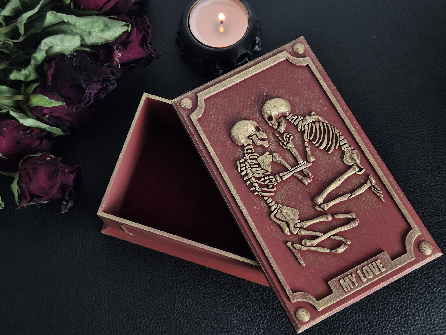 Tarot Card Box "Lovers" with Velvet Lining, Gothic Jewellery Box, Goth Gift, 3D-PRINTED