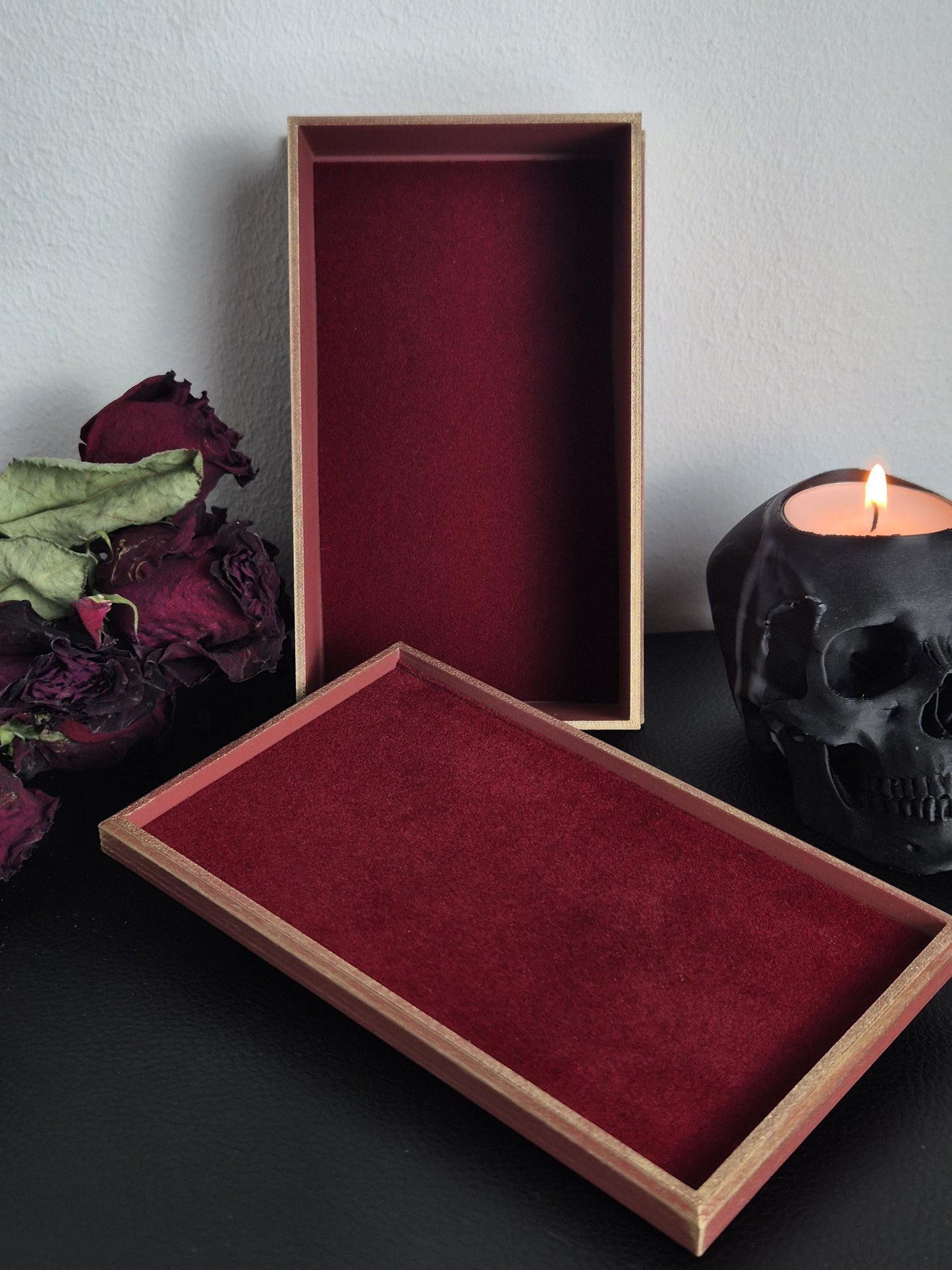 Tarot Card Box "Lovers" with Velvet Lining, Gothic Jewellery Box, Goth Gift, 3D-PRINTED