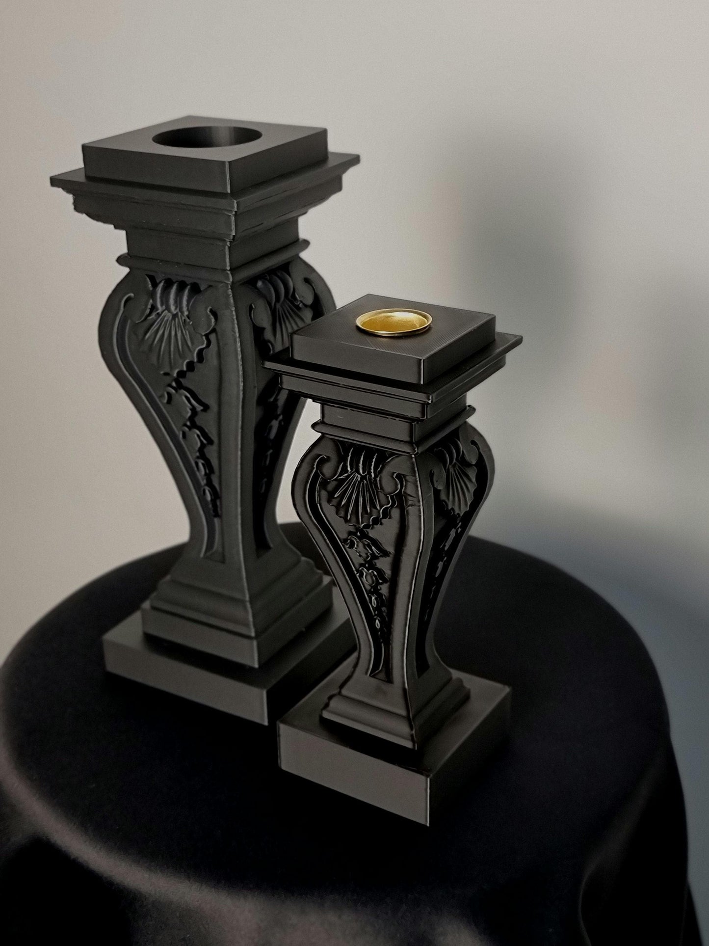 Set of Gothic Vase and Candle Holder "Twilight Duo", 3D-PRINTED