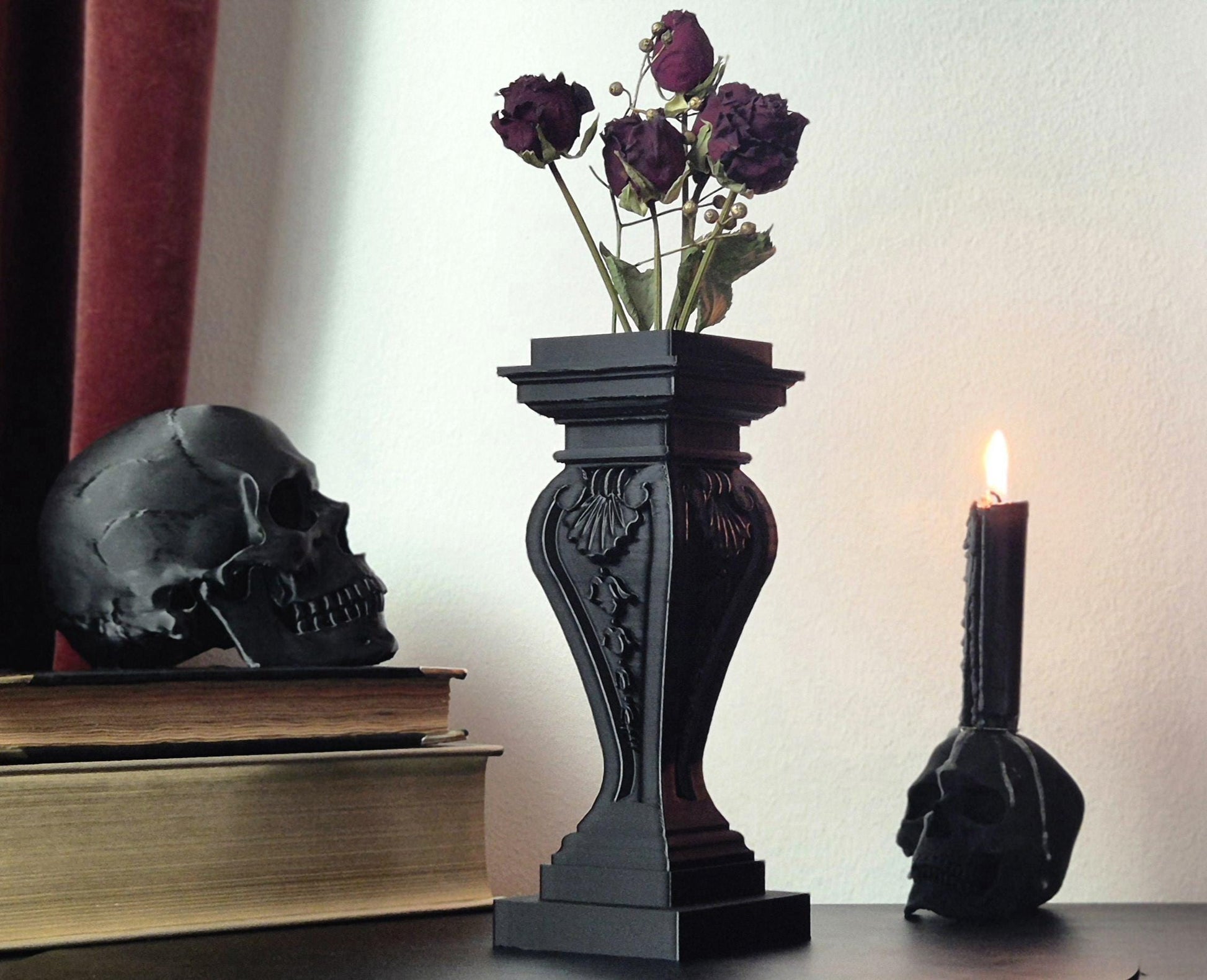 Gothic vase "Bacchante", Baroque vase, Victorian vase, Dried flowers vase, 3D-PRINTED