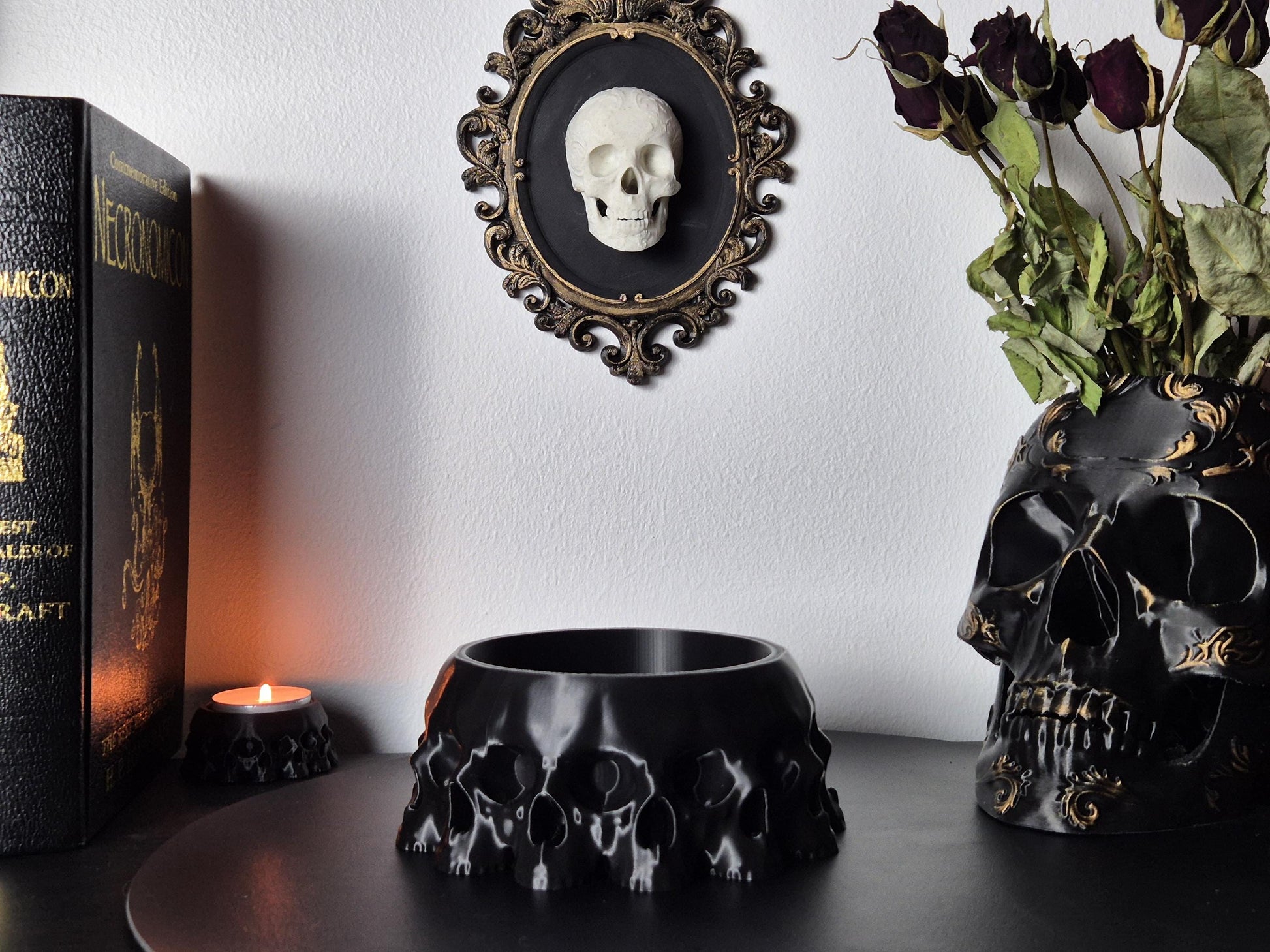 Gothic Bowl "13 Skulls", Gothic Trinket Tray, Gothic Jewelry Box, Skull Bowl, Skull Box, 3D-PRINTED