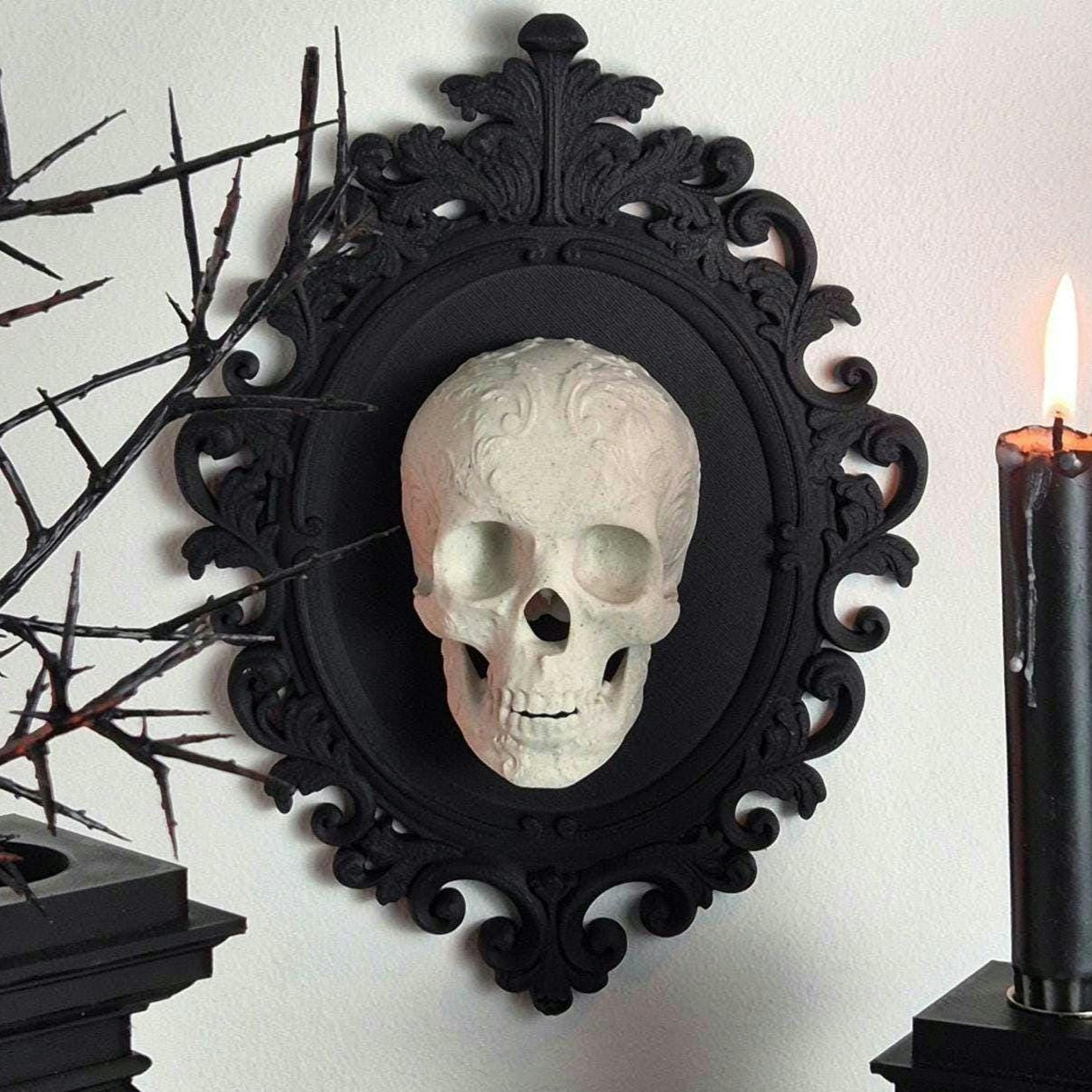Gothic Victorian Baroque Frame, Human Skull Frame, Gothic Wall Decor, Victorian Wall Art, Goth Wall Gallery, Goth Gift, 3D-PRINTED