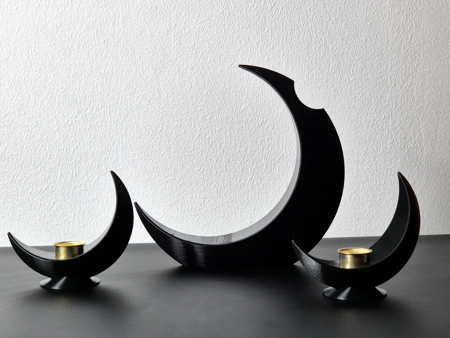 Set of Lunar Vase + 2 Lunar Candle holder | Crescent Moon Vase, Moon Phases Decor, Moon Home Decor, Flower Vase, Moon Phase Gift, Handmade