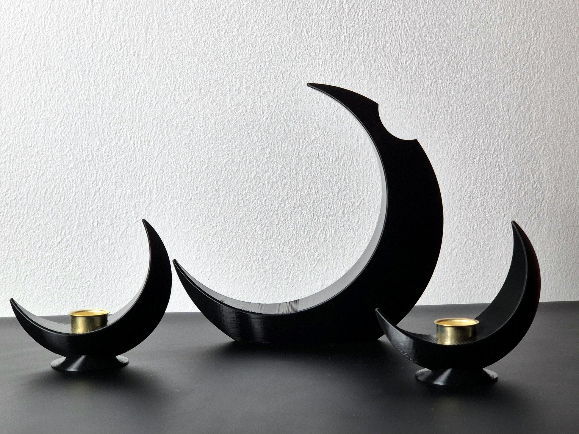 Set of Lunar Vase + 2 Lunar Candle holder | Crescent Moon Vase, Moon Phases Decor, Moon Home Decor, Flower Vase, Moon Phase Gift, Handmade