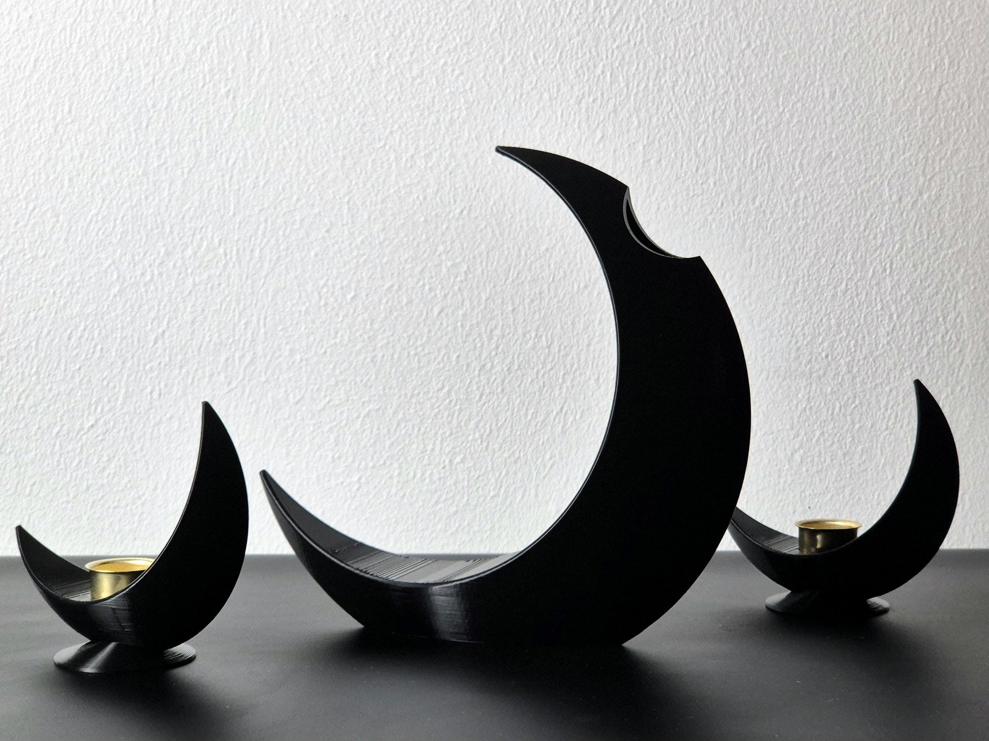 Set of Lunar Vase + 2 Lunar Candle holder | Crescent Moon Vase, Moon Phases Decor, Moon Home Decor, Flower Vase, Moon Phase Gift, Handmade