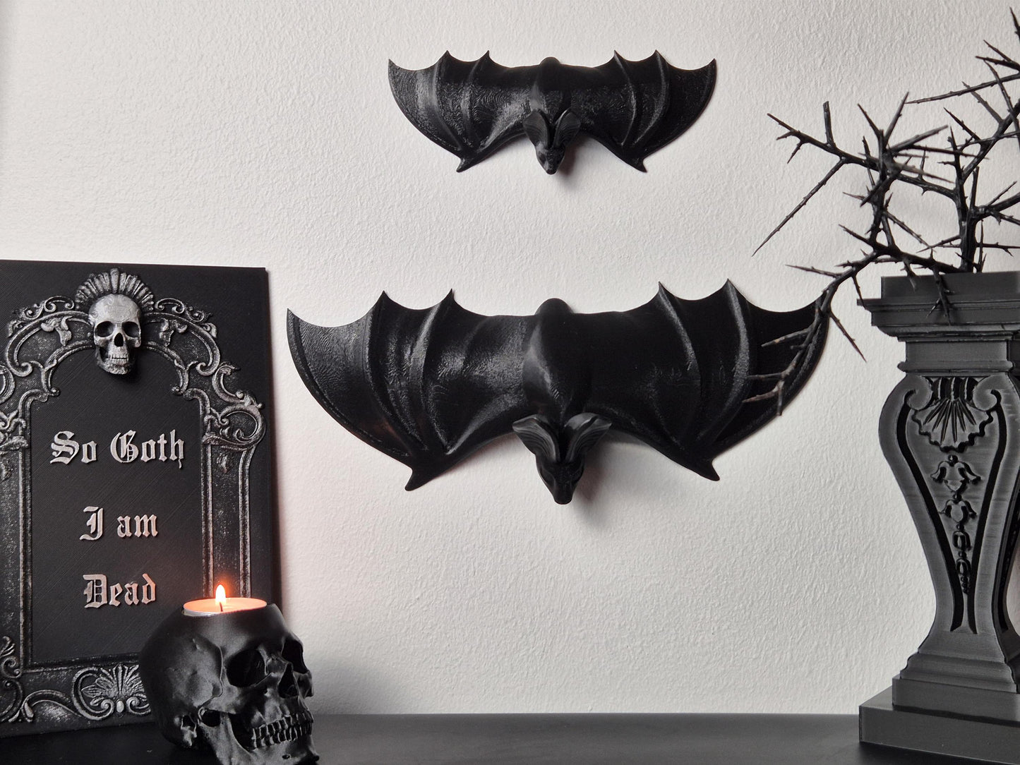 Bat Wall Decoration, Gothic Wall Hanging Bat, Gothic Gallery Wall Filler, Gothic Furniture Applique,Bat Onlay, Furniture accent,3D-PRINTED