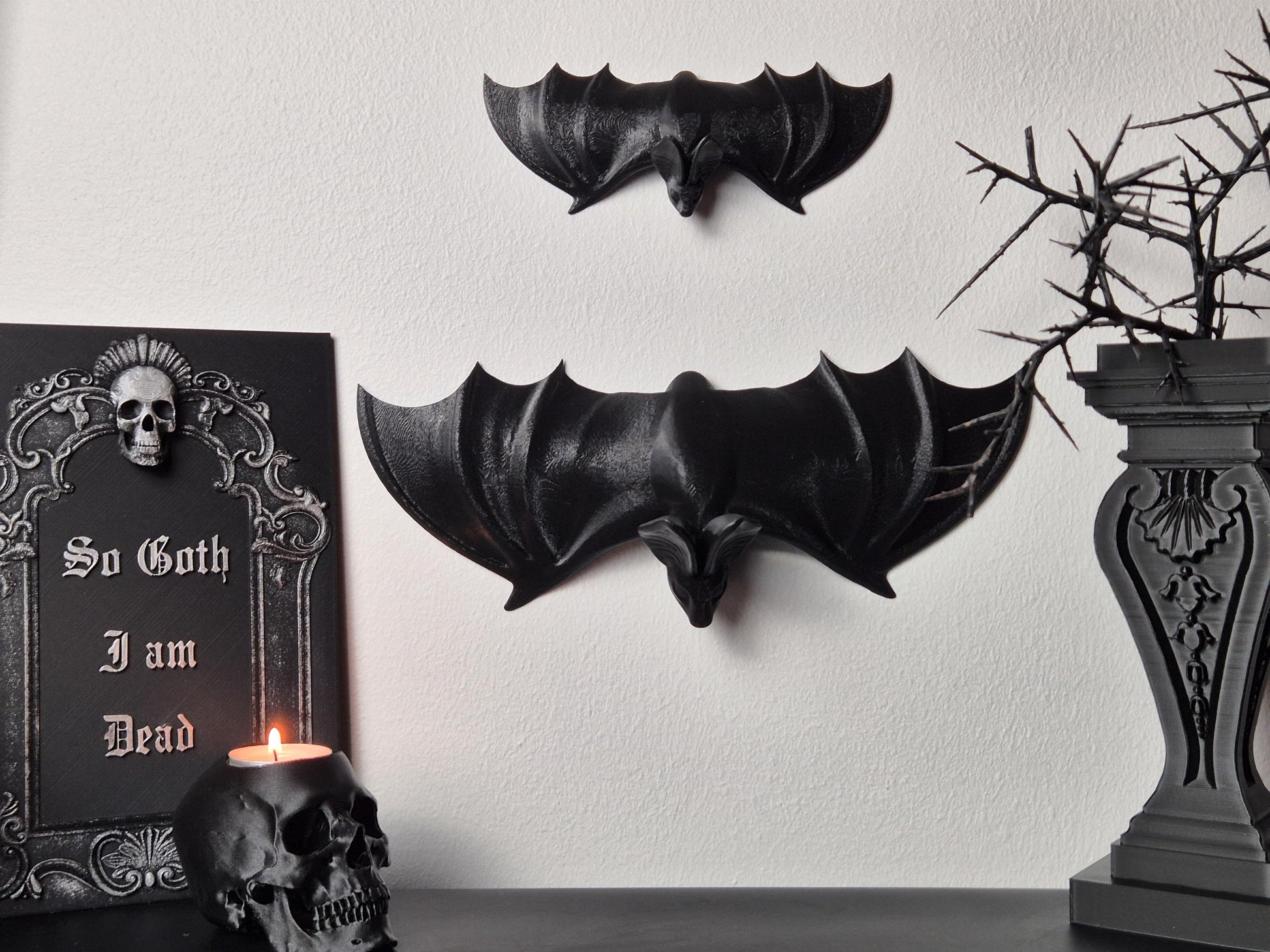 Bat Wall Decoration, Gothic Wall Hanging Bat, Gothic Gallery Wall Filler, Gothic Furniture Applique,Bat Onlay, Furniture accent,3D-PRINTED