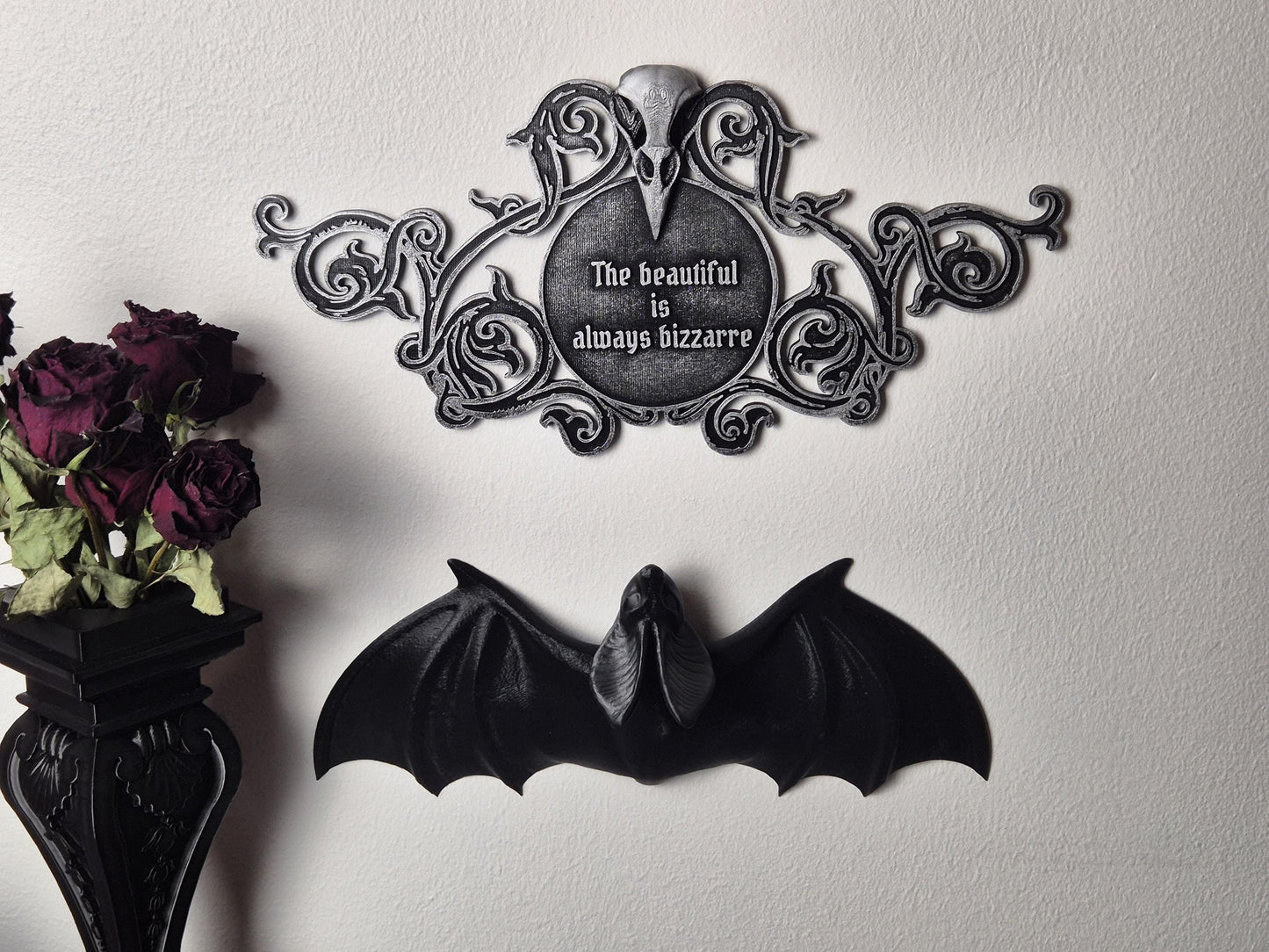 Bat Wall Decoration, Gothic Wall Hanging Bat, Gothic Gallery Wall Filler, Gothic Furniture Applique,Bat Onlay, Furniture accent,3D-PRINTED