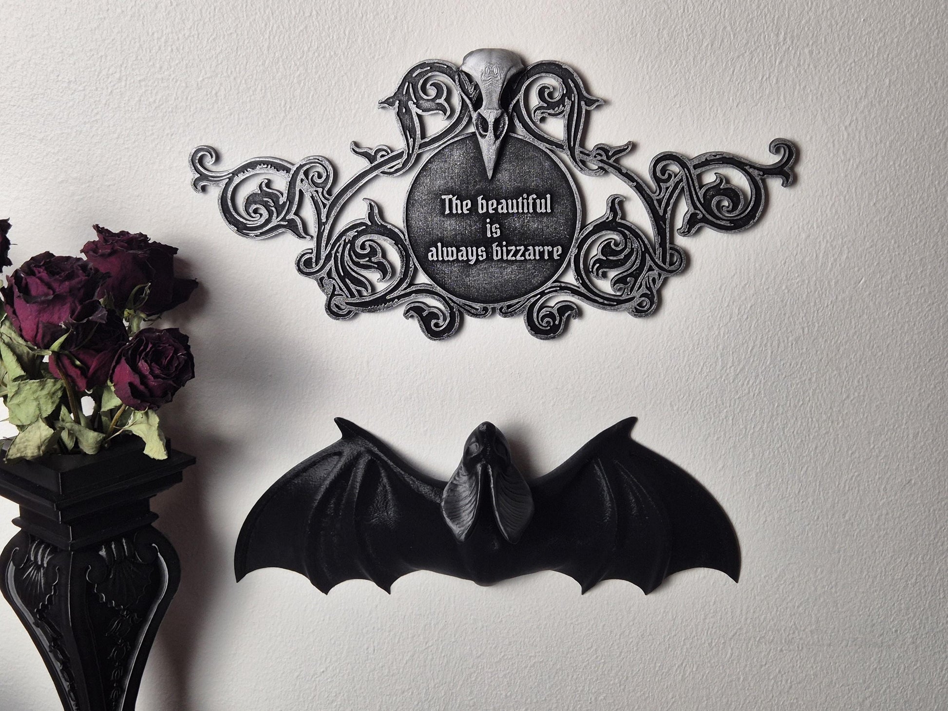Bat Wall Decoration, Gothic Wall Hanging Bat, Gothic Gallery Wall Filler, Gothic Furniture Applique,Bat Onlay, Furniture accent,3D-PRINTED