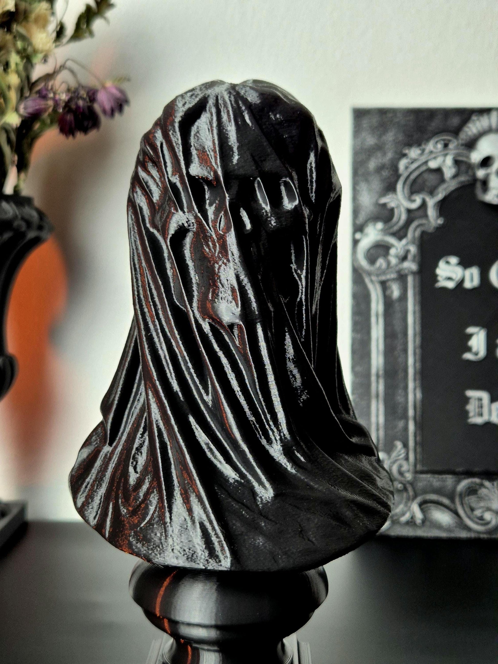 Gothic Bust Sculpture "Tenebra Morte", Gothic Statue, 3D-PRINTED