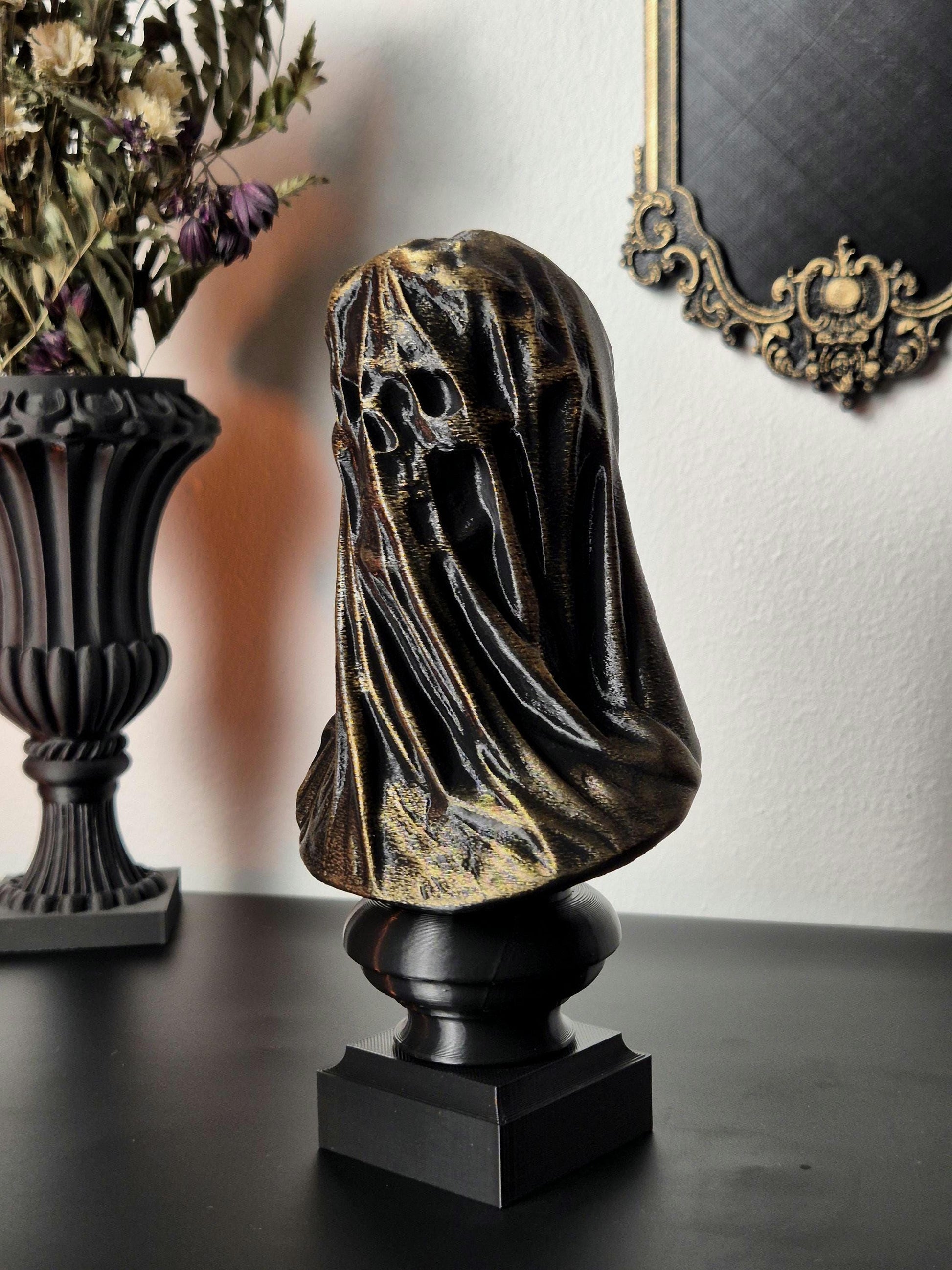Gothic Bust Sculpture "Tenebra Morte", Gothic Statue, 3D-PRINTED