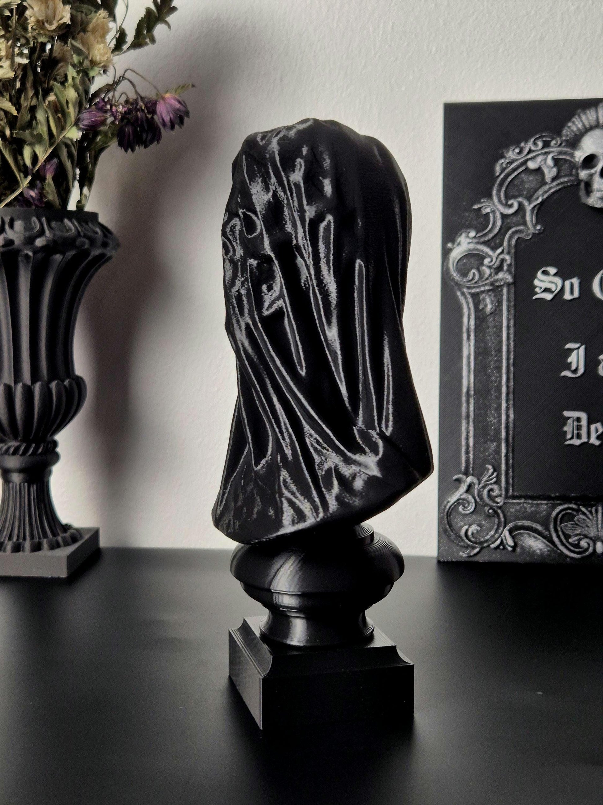 Gothic Bust Sculpture "Tenebra Morte", Gothic Statue, 3D-PRINTED