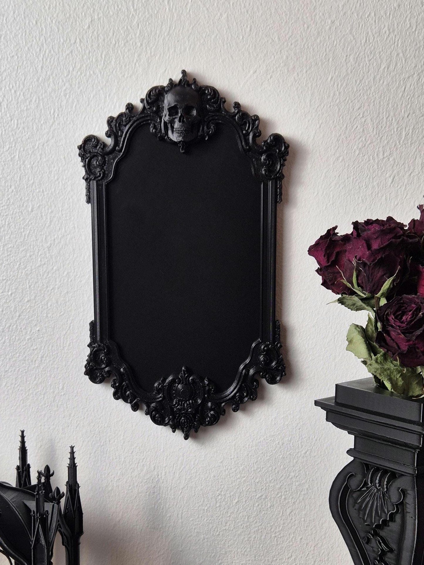 Gothic Victorian Human Skull Photo Frame, Macabre Frame, Gothic Wall Decor, Baroque Wall Art, Goth Wall Gallery, Goth Gift, 3D-PRINTED