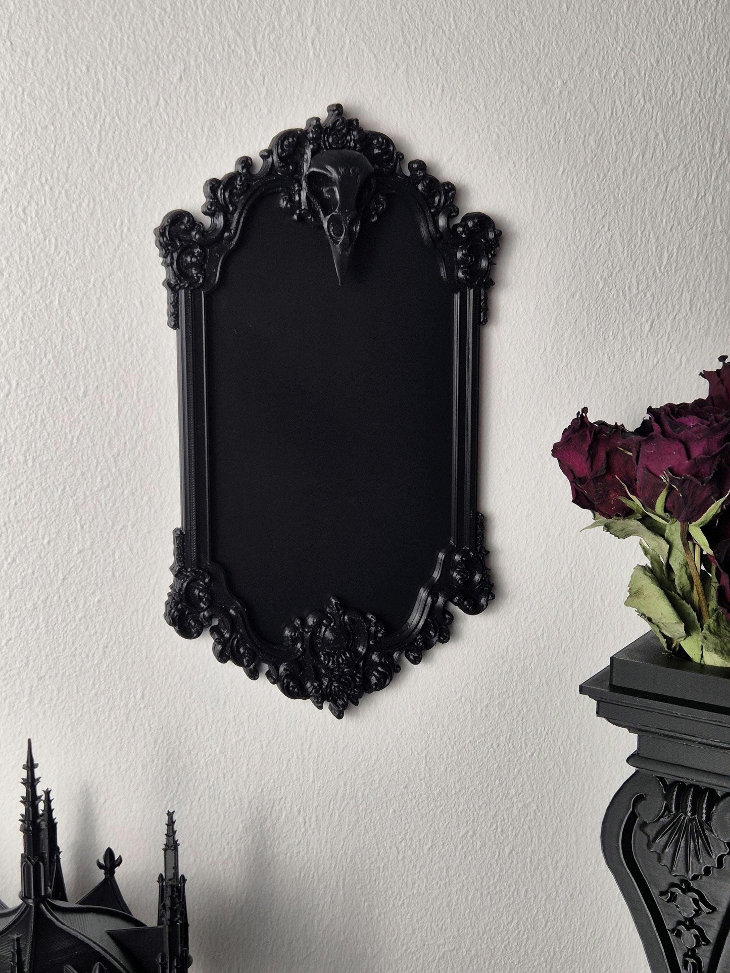 Gothic Victorian Photo Frame Raven Skull, Macabre Frame, Gothic Wall Decor, Baroque Wall Art, Goth Wall Gallery, Goth Gift, 3D-PRINTED