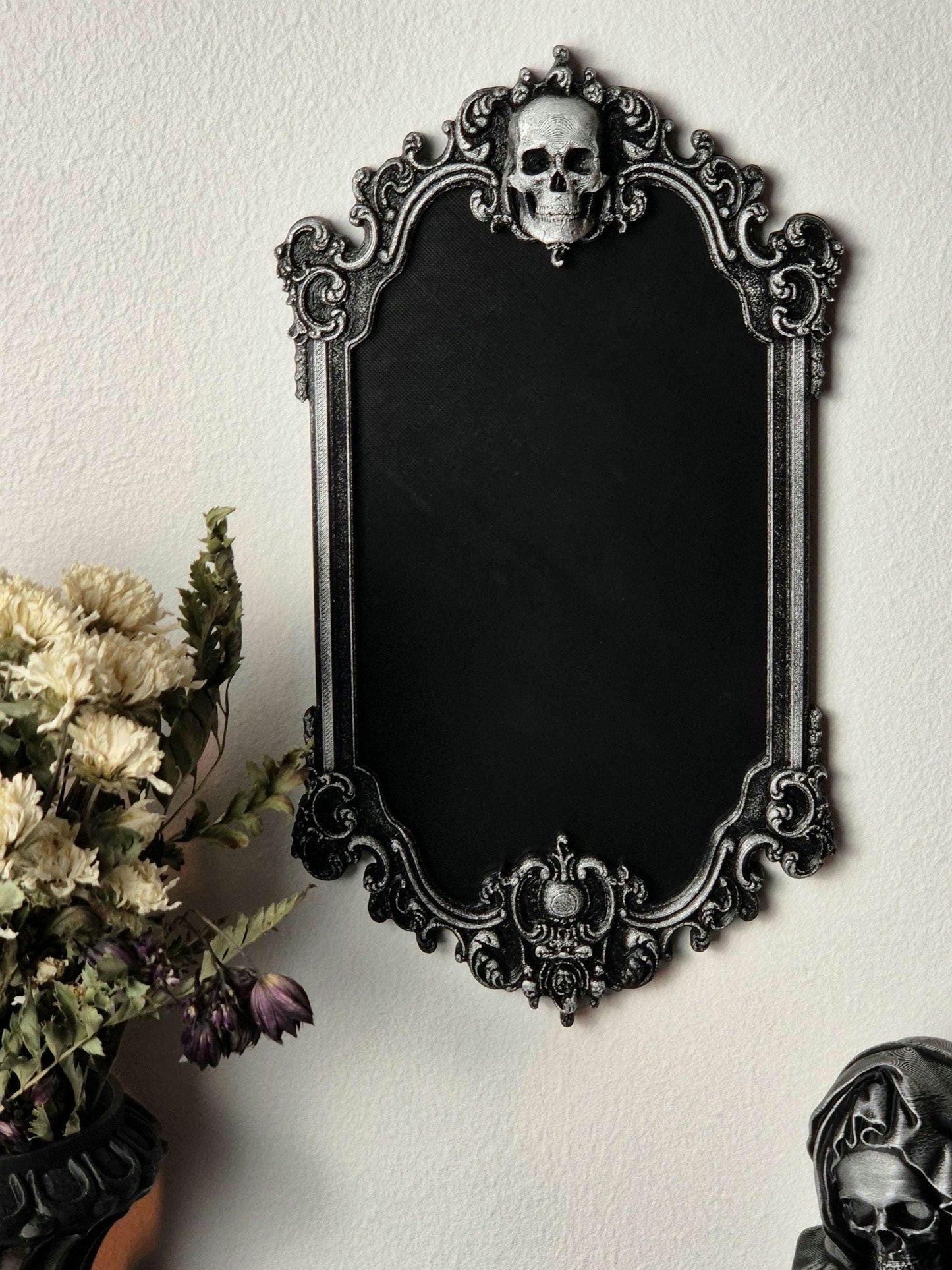 Gothic Victorian Human Skull Photo Frame, Macabre Frame, Gothic Wall Decor, Baroque Wall Art, Goth Wall Gallery, Goth Gift, 3D-PRINTED