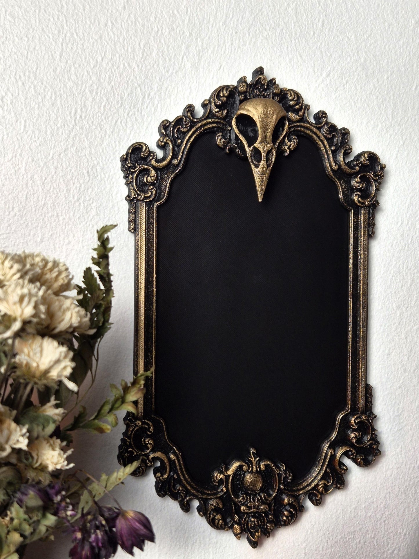Gothic Victorian Photo Frame Raven Skull, Macabre Frame, Gothic Wall Decor, Baroque Wall Art, Goth Wall Gallery, Goth Gift, 3D-PRINTED