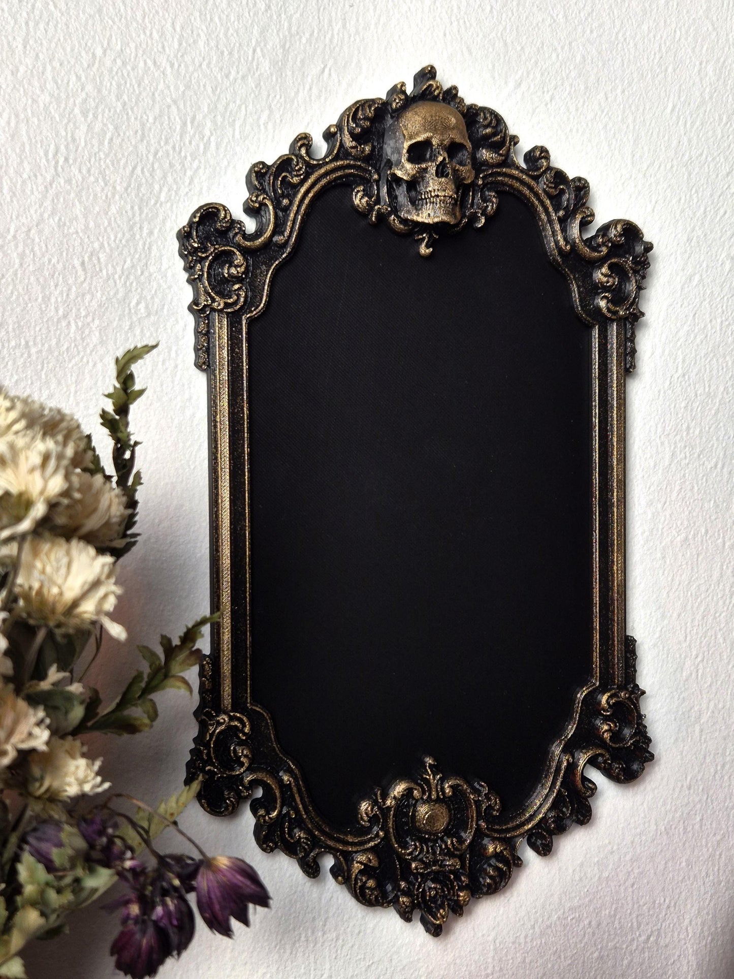 Gothic Victorian Human Skull Photo Frame, Macabre Frame, Gothic Wall Decor, Baroque Wall Art, Goth Wall Gallery, Goth Gift, 3D-PRINTED