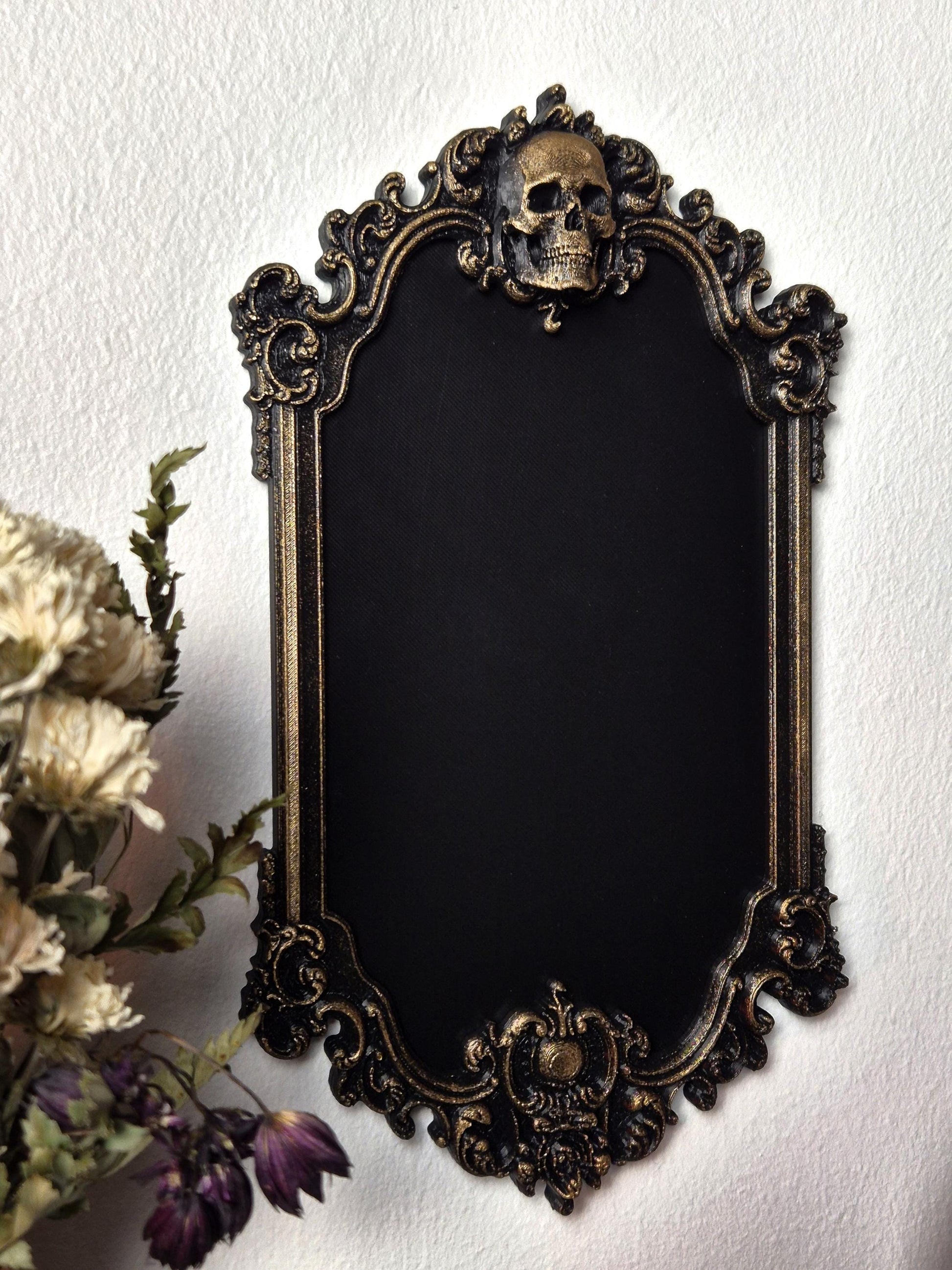 Gothic Victorian Human Skull Photo Frame, Macabre Frame, Gothic Wall Decor, Baroque Wall Art, Goth Wall Gallery, Goth Gift, 3D-PRINTED