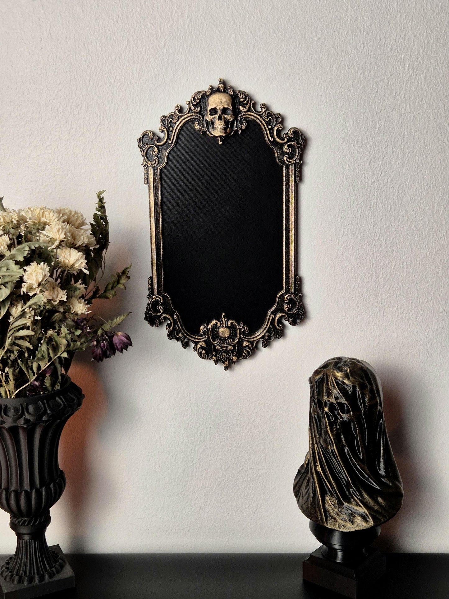 Gothic Victorian Human Skull Photo Frame, Macabre Frame, Gothic Wall Decor, Baroque Wall Art, Goth Wall Gallery, Goth Gift, 3D-PRINTED