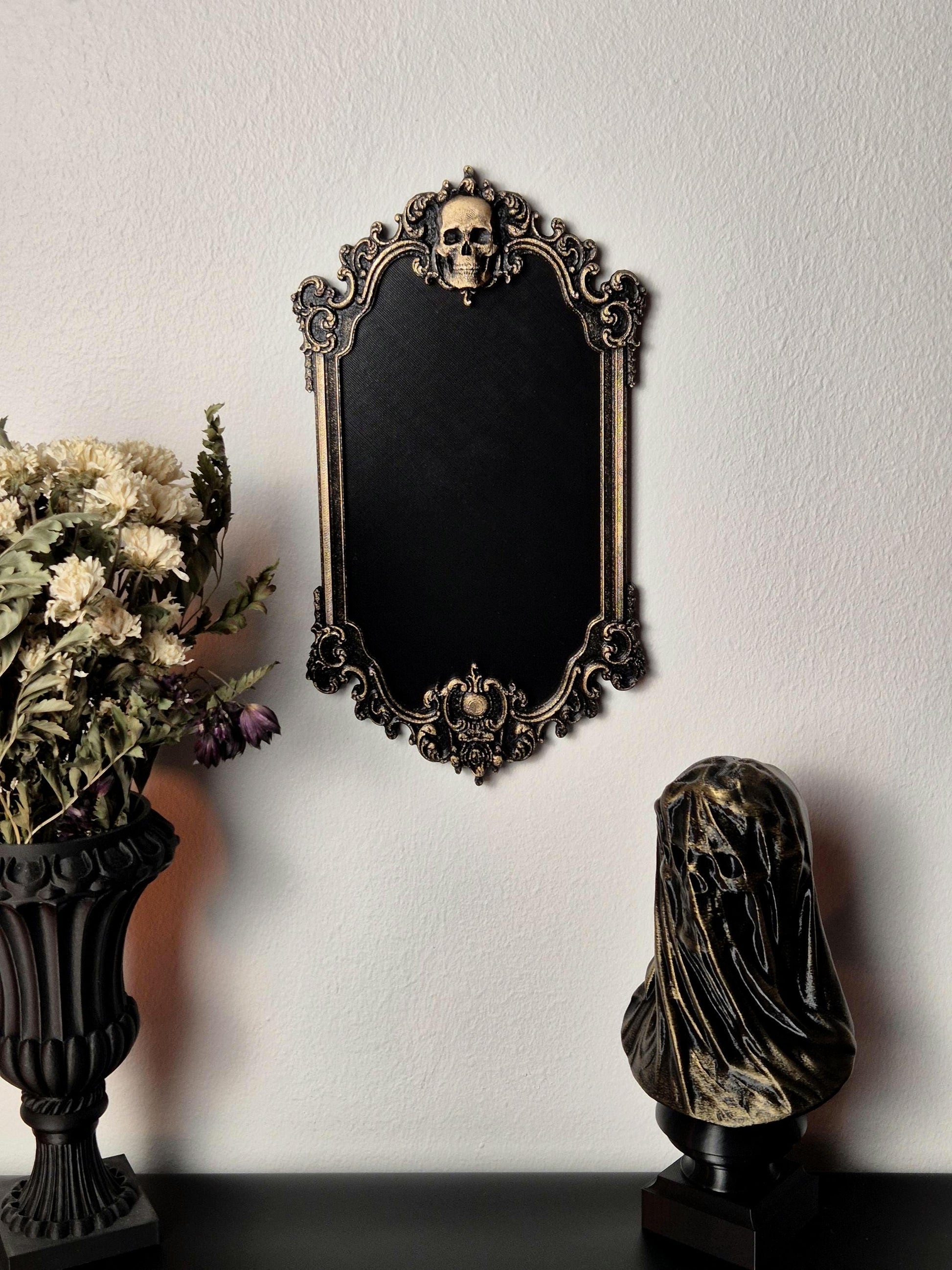 Gothic Victorian Human Skull Photo Frame, Macabre Frame, Gothic Wall Decor, Baroque Wall Art, Goth Wall Gallery, Goth Gift, 3D-PRINTED
