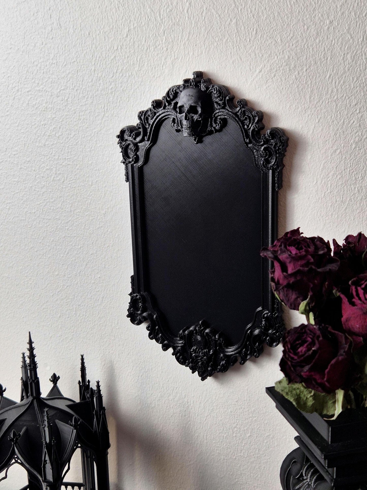 Gothic Victorian Human Skull Photo Frame, Macabre Frame, Gothic Wall Decor, Baroque Wall Art, Goth Wall Gallery, Goth Gift, 3D-PRINTED