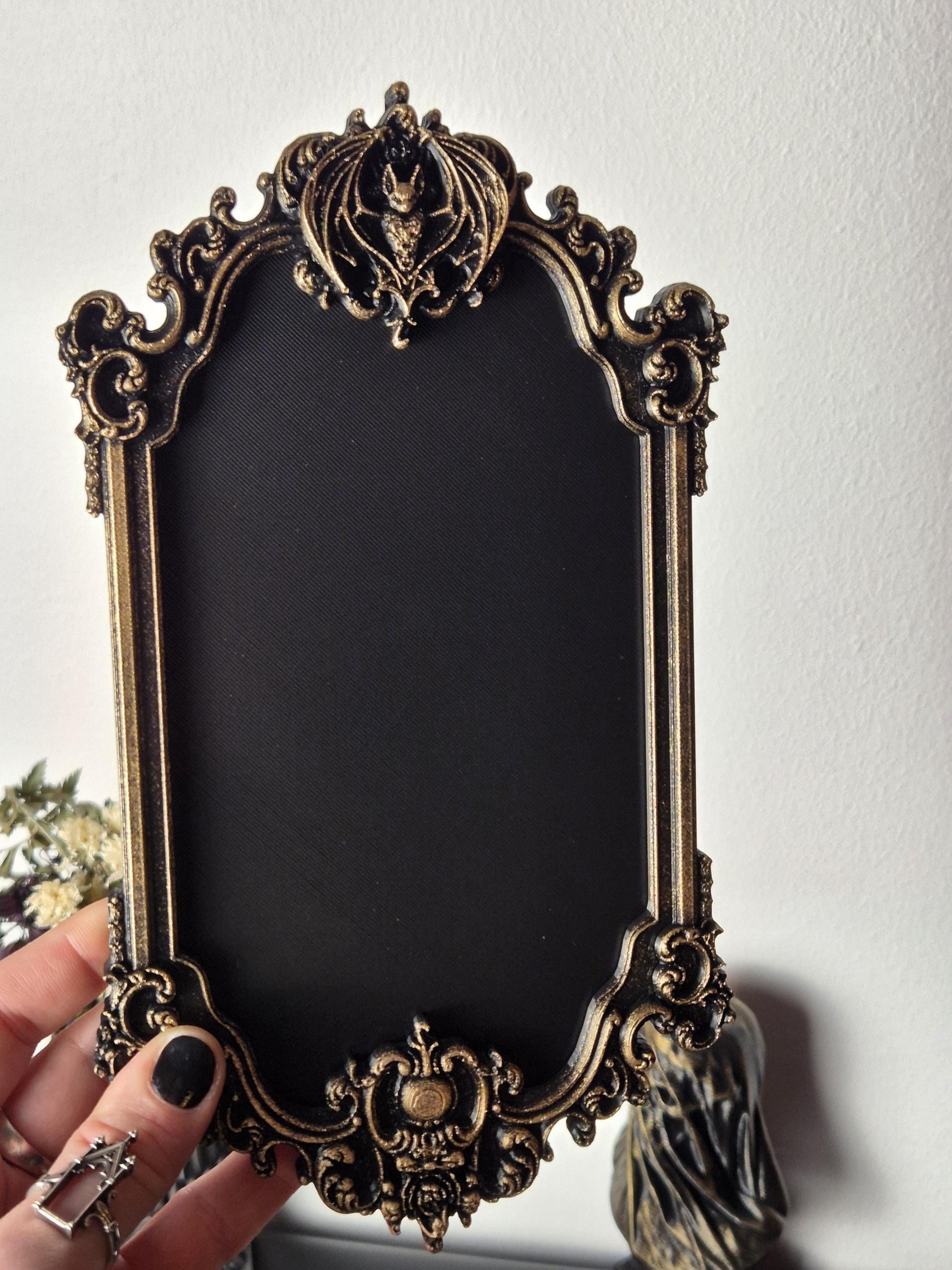 Gothic Victorian Vampire Bat Photo Frame, Macabre Frame, Gothic Wall Decor, Baroque Wall Art, Goth Wall Gallery, Goth Gift, 3D-PRINTED