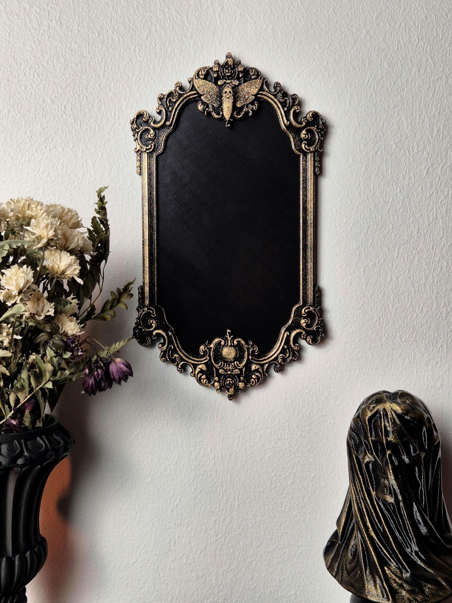 Gothic Victorian Death Moth Photo Frame, Macabre Frame, Gothic Wall Decor, Baroque Wall Art, Goth Wall Gallery, Goth Gift, 3D-PRINTED