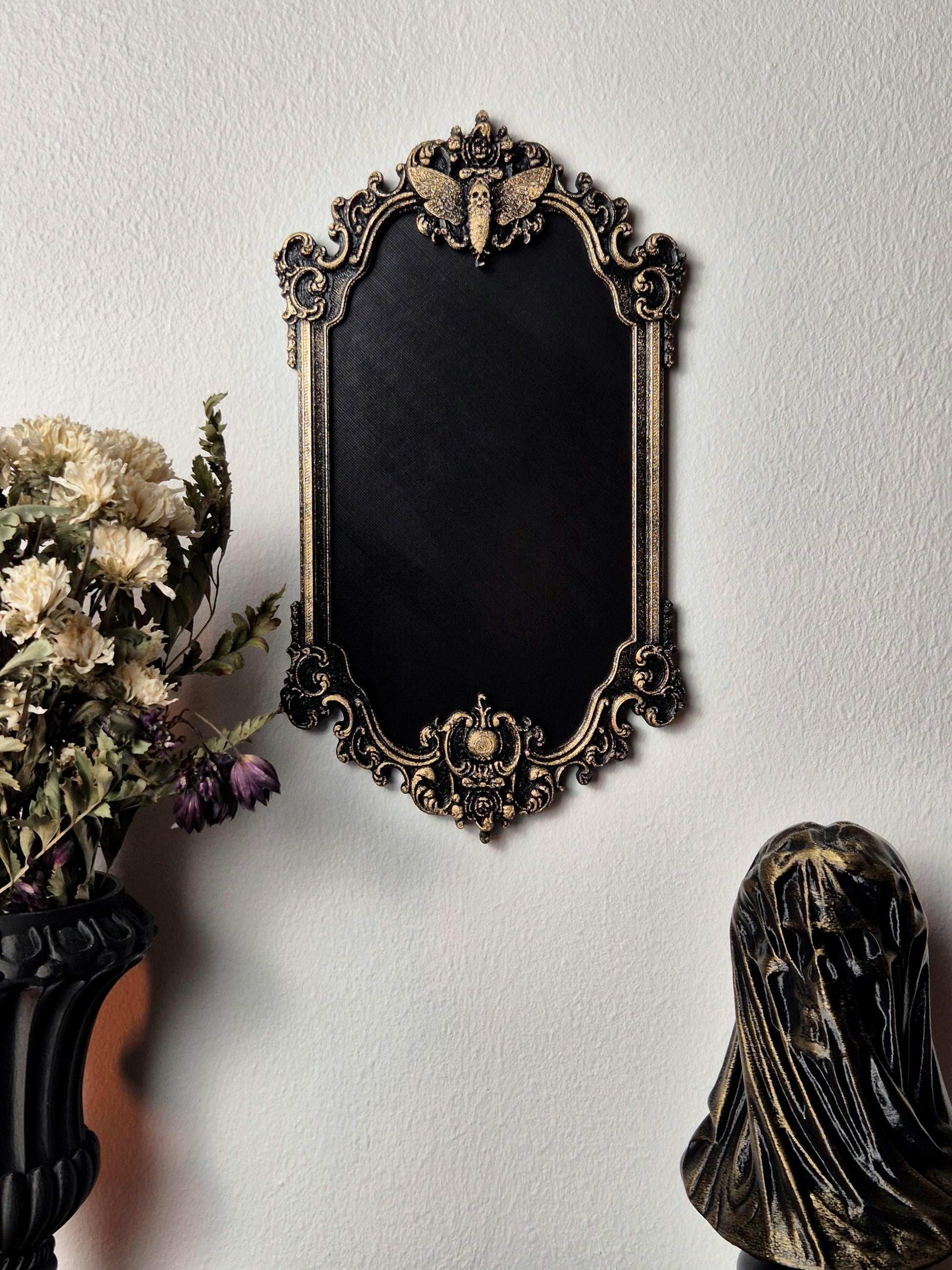 Gothic Victorian Death Moth Photo Frame, Macabre Frame, Gothic Wall Decor, Baroque Wall Art, Goth Wall Gallery, Goth Gift, 3D-PRINTED