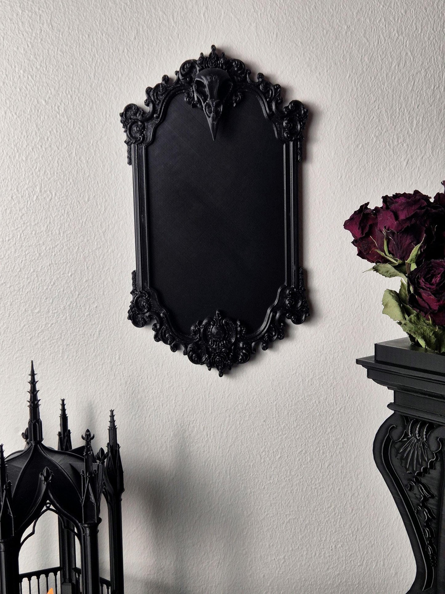 Gothic Victorian Photo Frame Raven Skull, Macabre Frame, Gothic Wall Decor, Baroque Wall Art, Goth Wall Gallery, Goth Gift, 3D-PRINTED