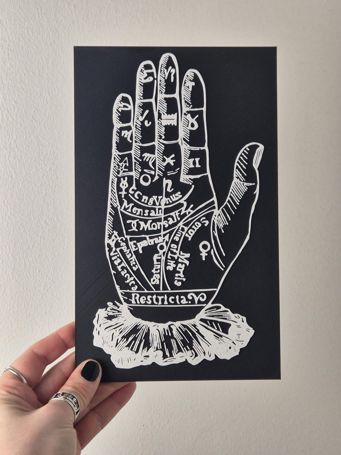 3D Print "Palmistry Chart"/ Witchy Wall Hangings, Occult Wall Art, Gothic Victorian Wall Art, Gift for Witch, Gift for Goth