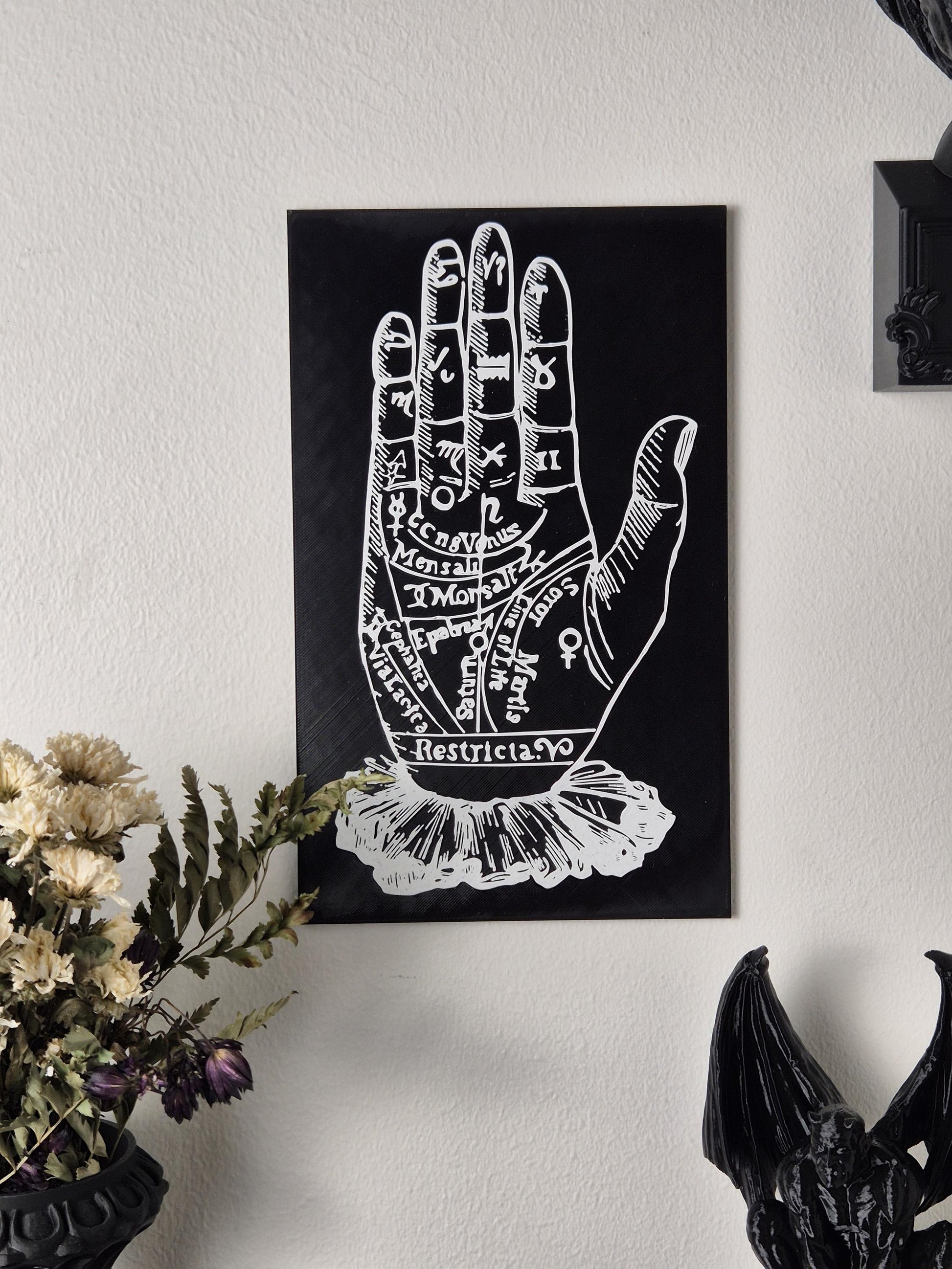 3D Print "Palmistry Chart"/ Witchy Wall Hangings, Occult Wall Art, Gothic Victorian Wall Art, Gift for Witch, Gift for Goth