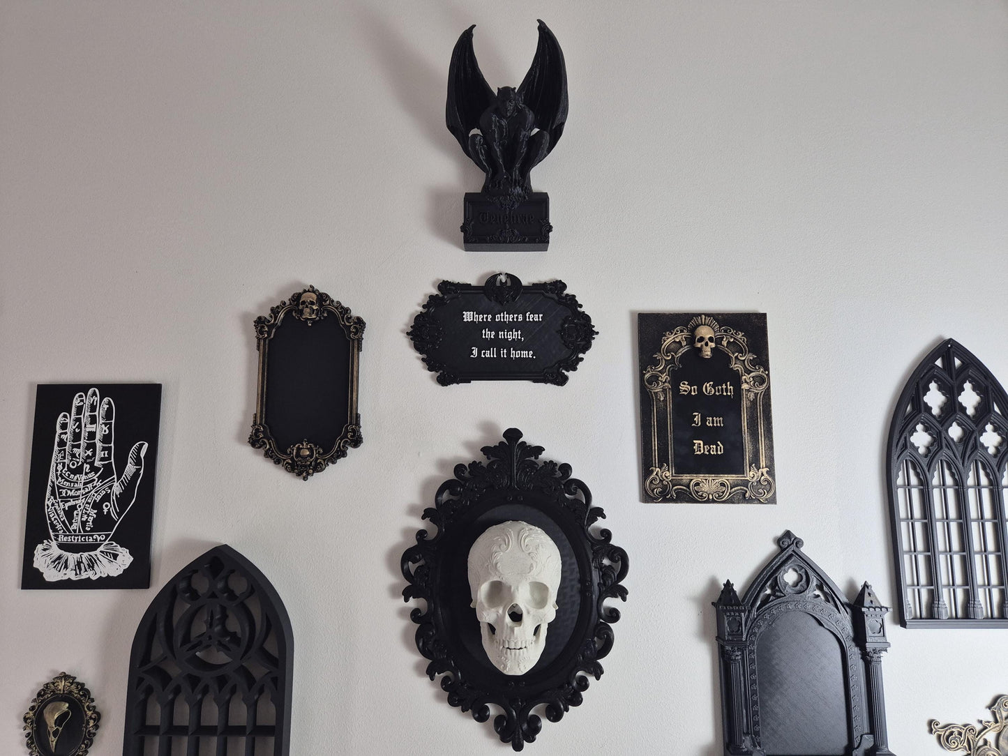Gothic Skull Wall Plaque "So Goth I am Dead", Gothic Victorian Wall Art, Gothic Gallery Wall, Gothic Wall, 3D-PRINTED