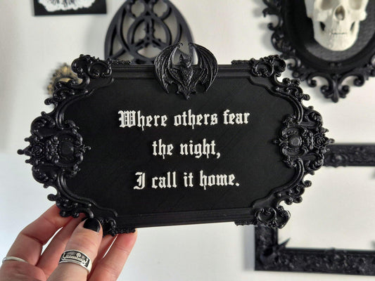 Gothic Wall Art, Vampire Wall Plaque "Gothic Home", Wall Sign, Gothic Victorian Wall Art, Gothic Gallery Wall, Gothic Wall, 3D-PRINTED