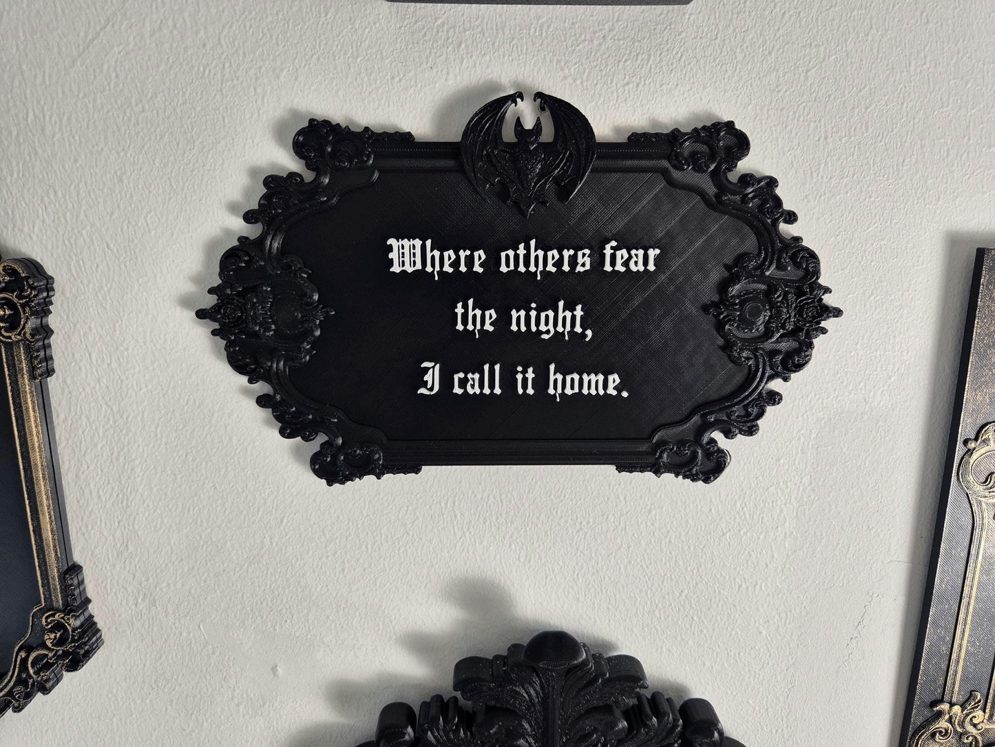 Gothic Wall Art, Vampire Wall Plaque "Gothic Home", Wall Sign, Gothic Victorian Wall Art, Gothic Gallery Wall, Gothic Wall, 3D-PRINTED