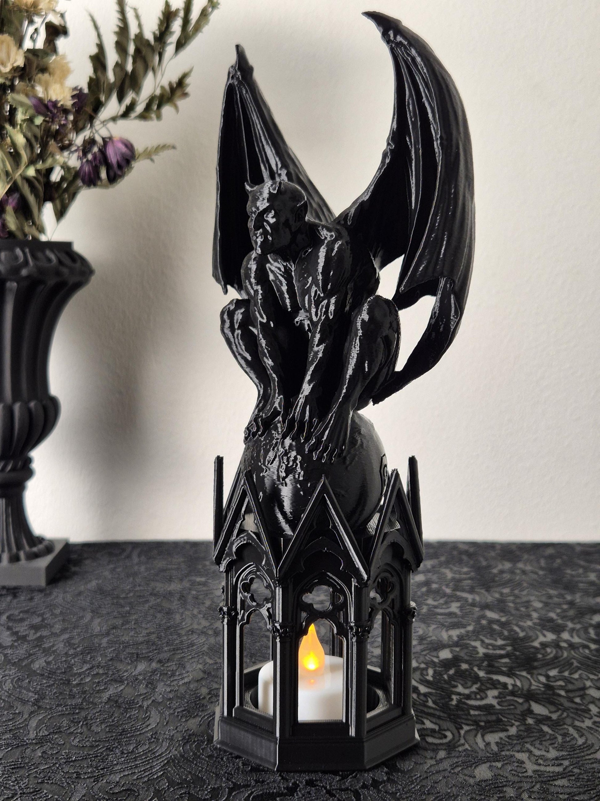 Gothic Tealight Holder Cathedral Gargoyle, Gargoyle Statue, Demon Sculpture, Devil Statue, Gift for Goth, Vampire Decor, 3D-PRINTED
