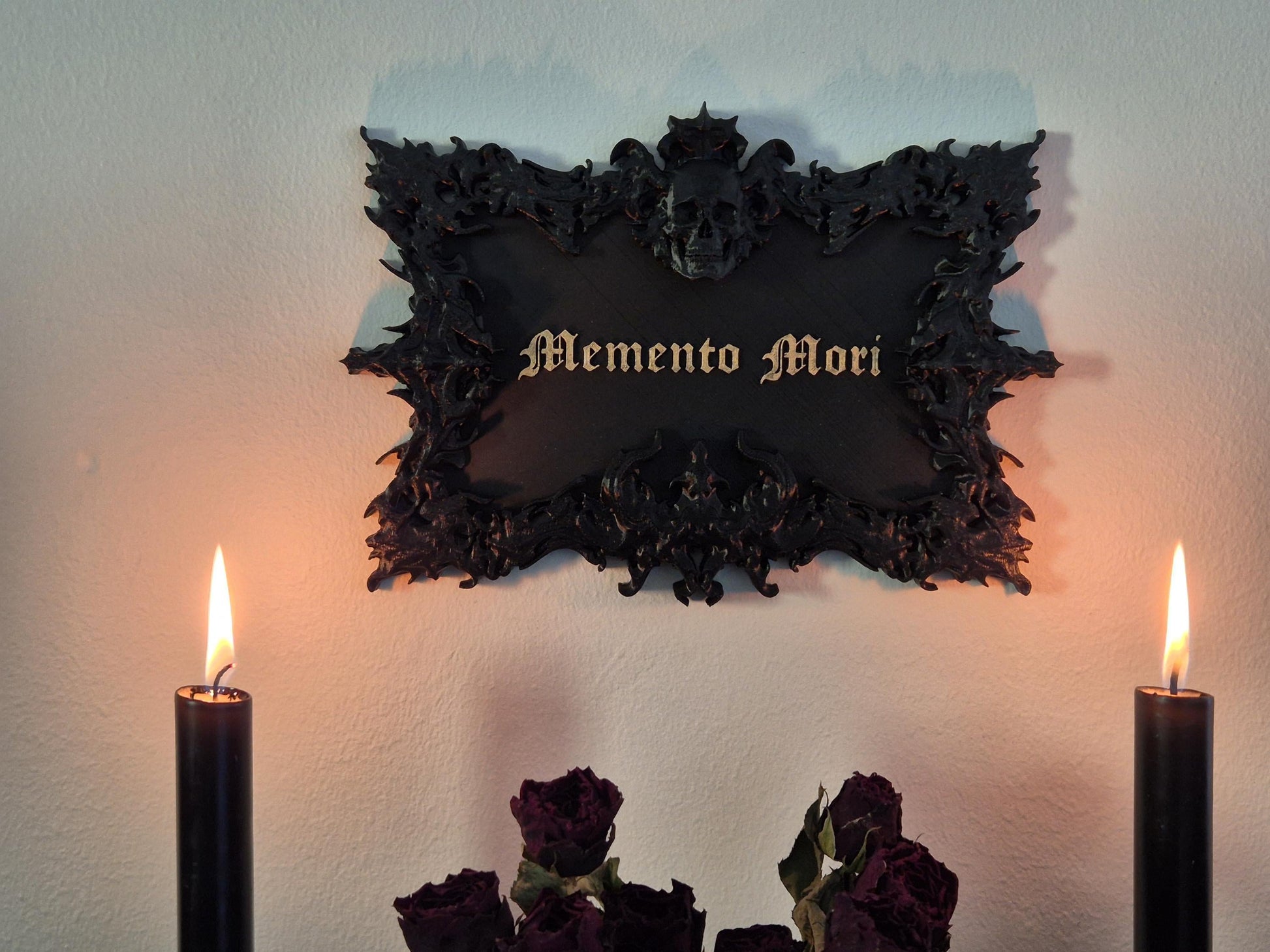 Gothic Wall Sign "Memento Mori", Wall Plaque, Gothic Wall Art, Gothic Gallery Wall, Wall Hanging, Gothic Wall, 3D-PRINTED
