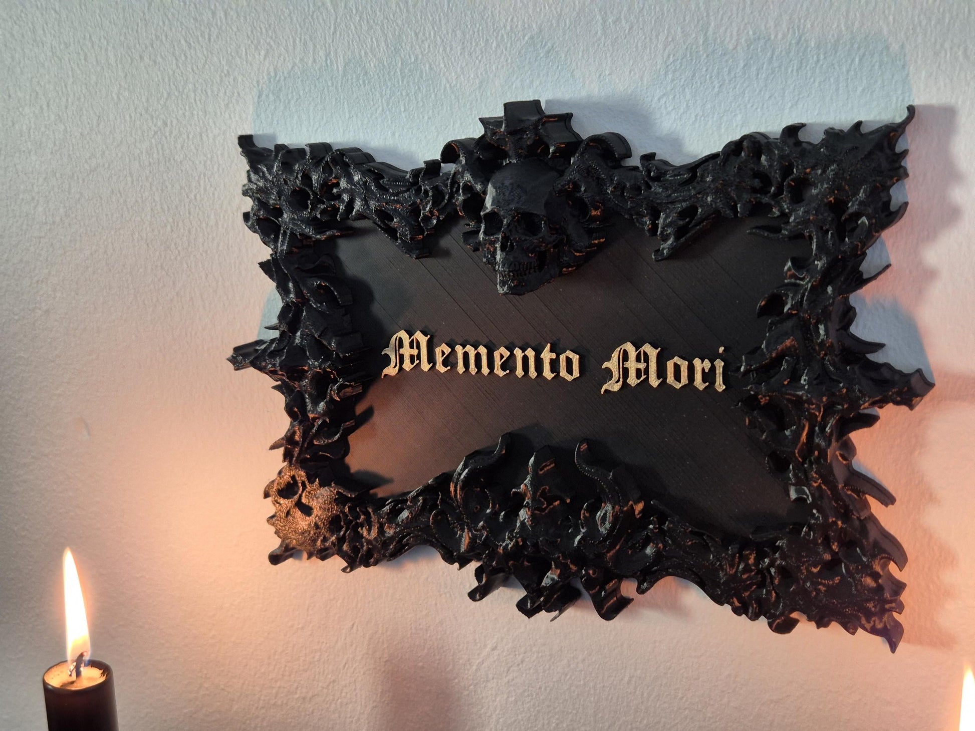 Gothic Wall Sign "Memento Mori", Wall Plaque, Gothic Wall Art, Gothic Gallery Wall, Wall Hanging, Gothic Wall, 3D-PRINTED
