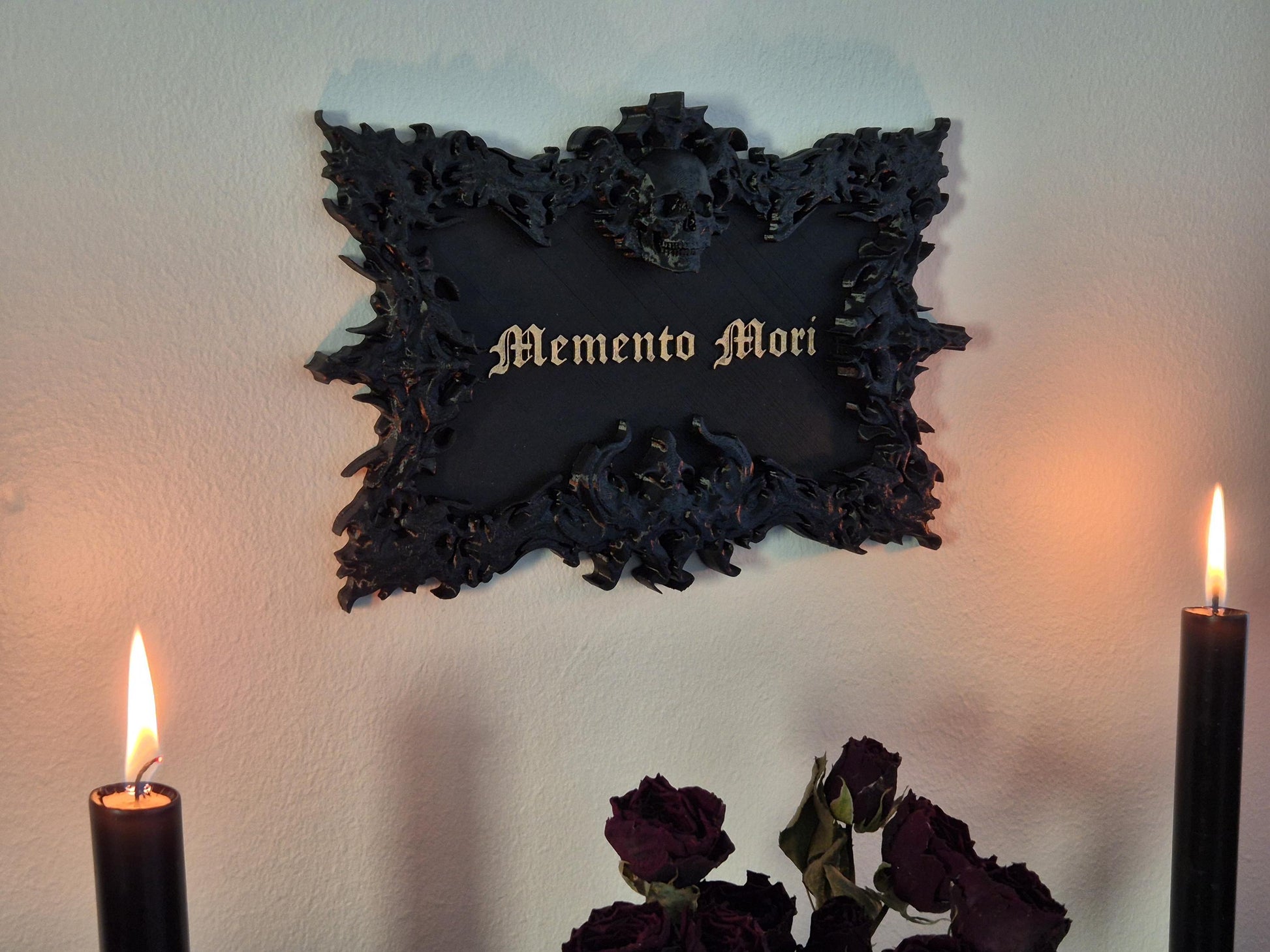Gothic Wall Sign "Memento Mori", Wall Plaque, Gothic Wall Art, Gothic Gallery Wall, Wall Hanging, Gothic Wall, 3D-PRINTED