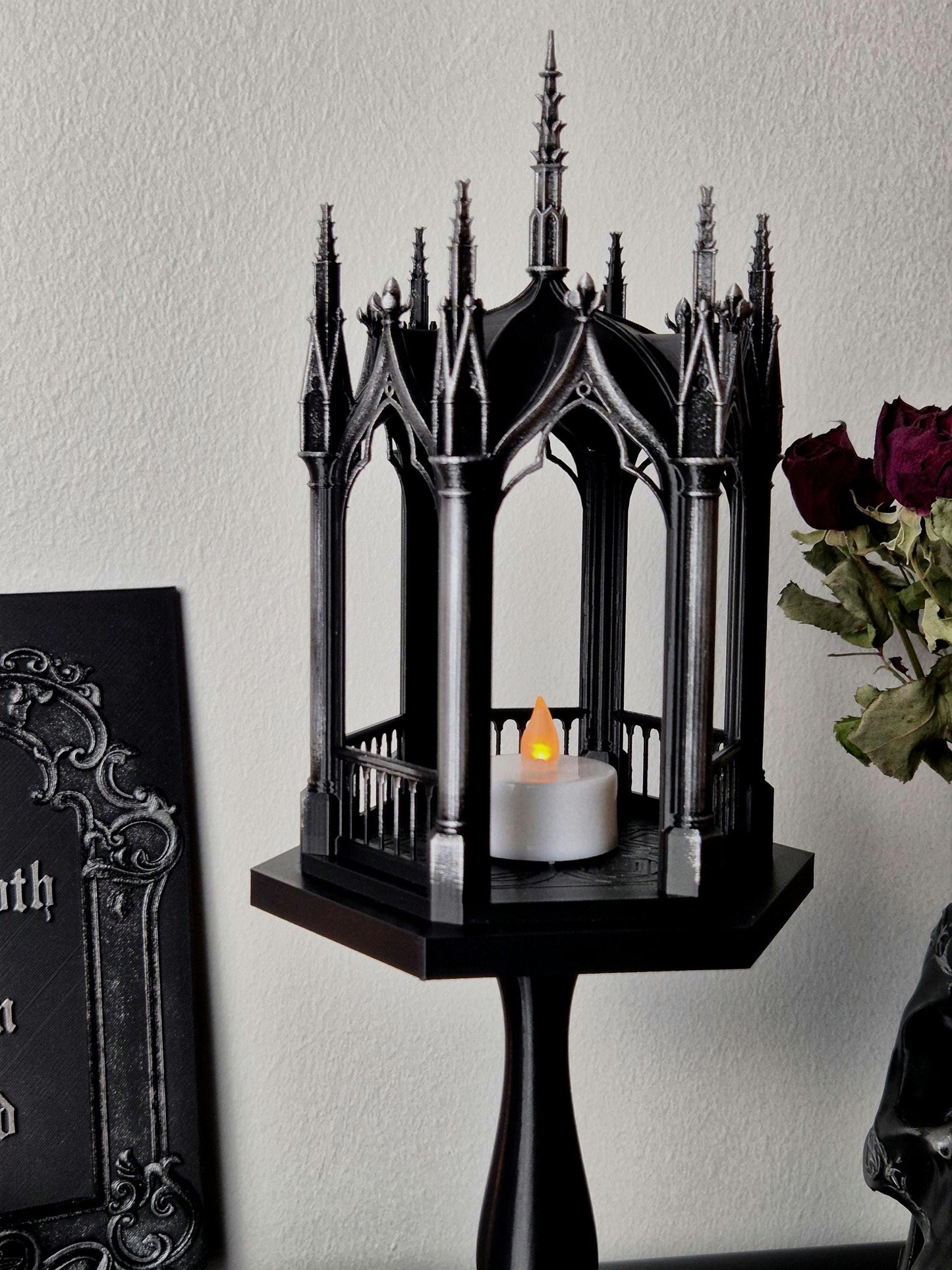 Gothic Tealight Holder "Tristessa" with Detachable Stand