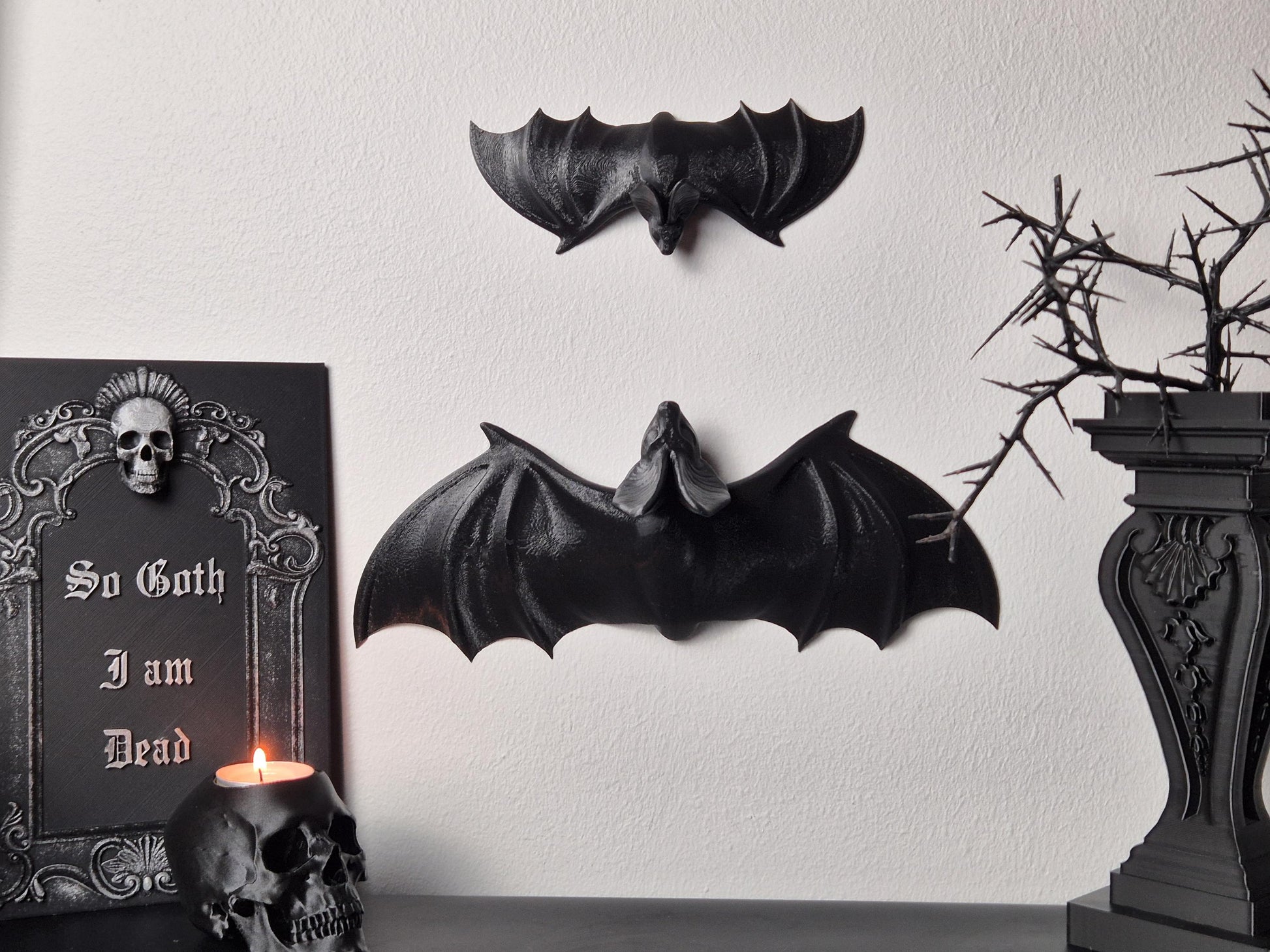Bat Wall Decoration, Gothic Wall Hanging Bat, Gothic Gallery Wall Filler, Gothic Furniture Applique,Bat Onlay, Furniture accent,3D-PRINTED