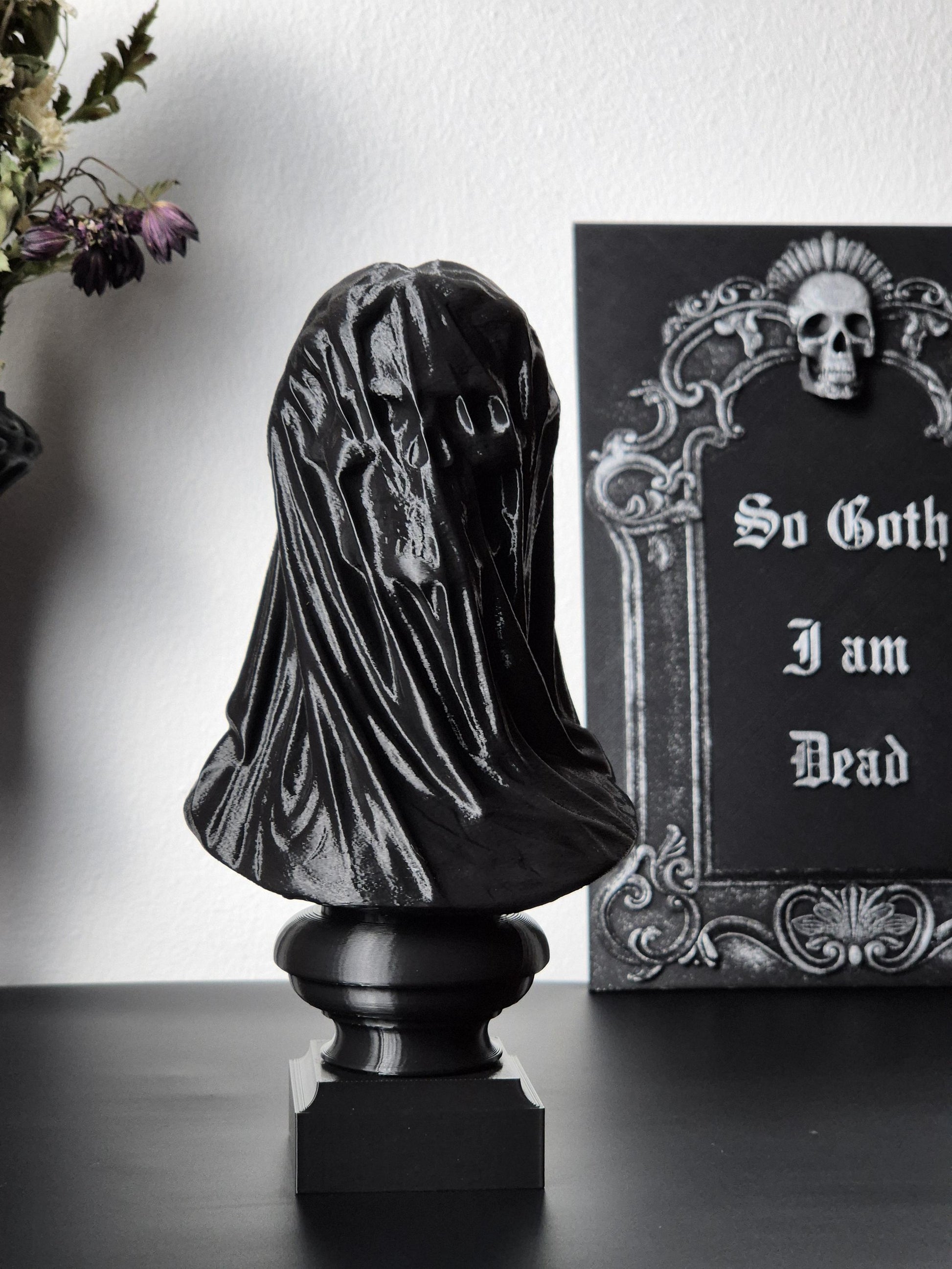 Gothic Bust Sculpture "Tenebra Morte", Gothic Statue, 3D-PRINTED