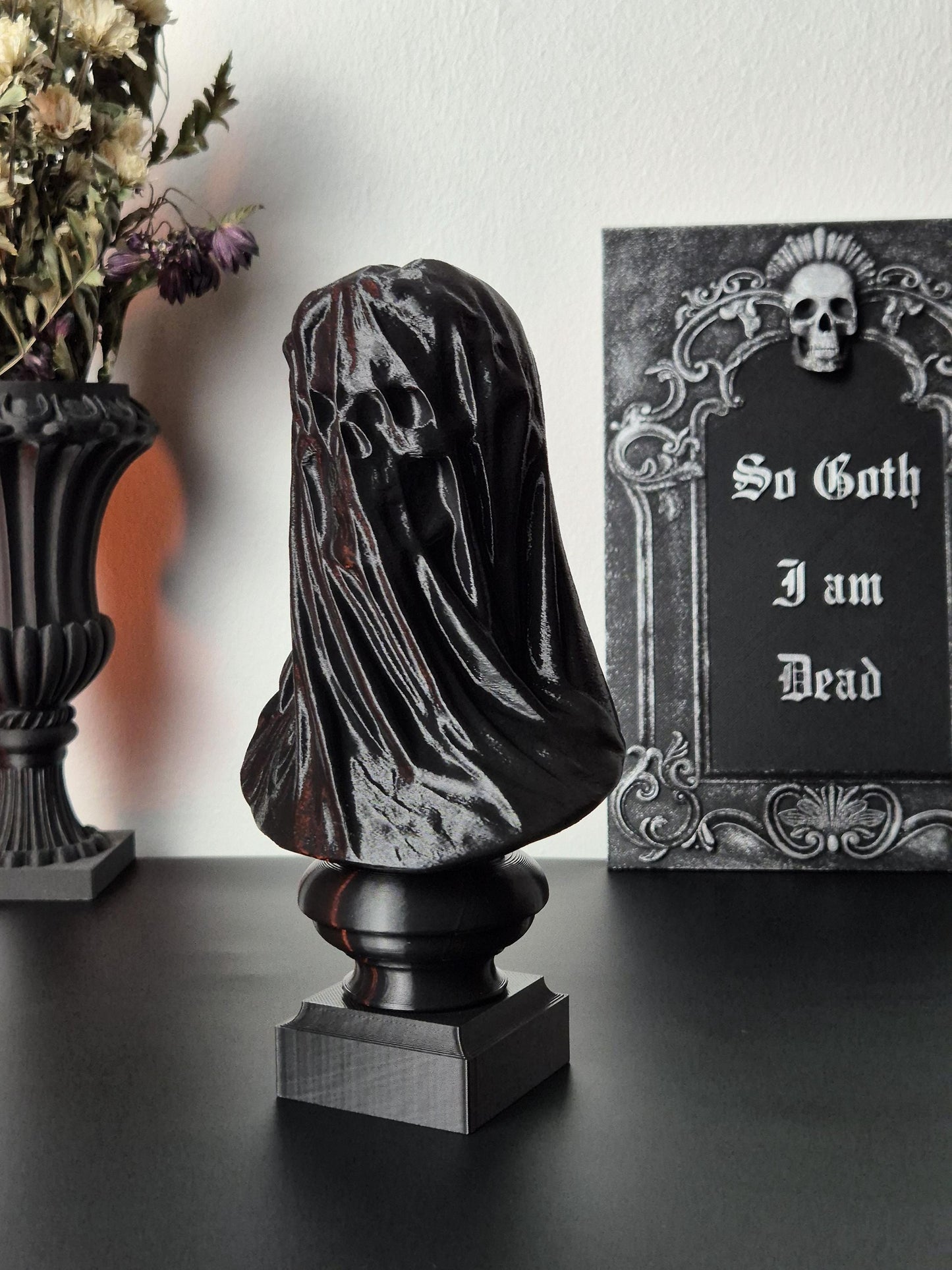 Gothic Bust Sculpture "Tenebra Morte", Gothic Statue, 3D-PRINTED
