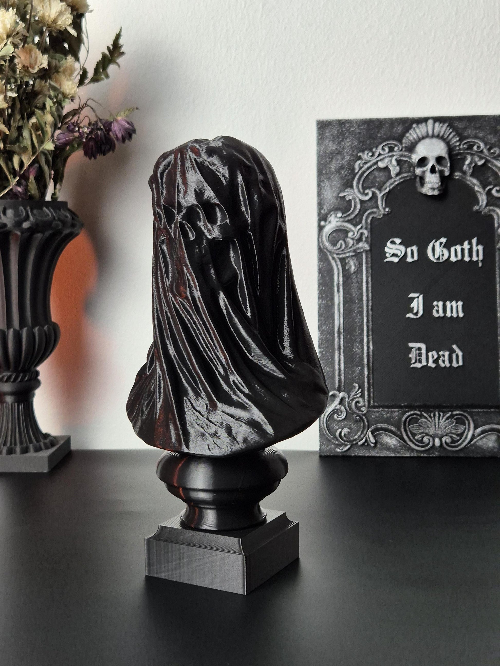 Gothic Bust Sculpture "Tenebra Morte", Gothic Statue, 3D-PRINTED