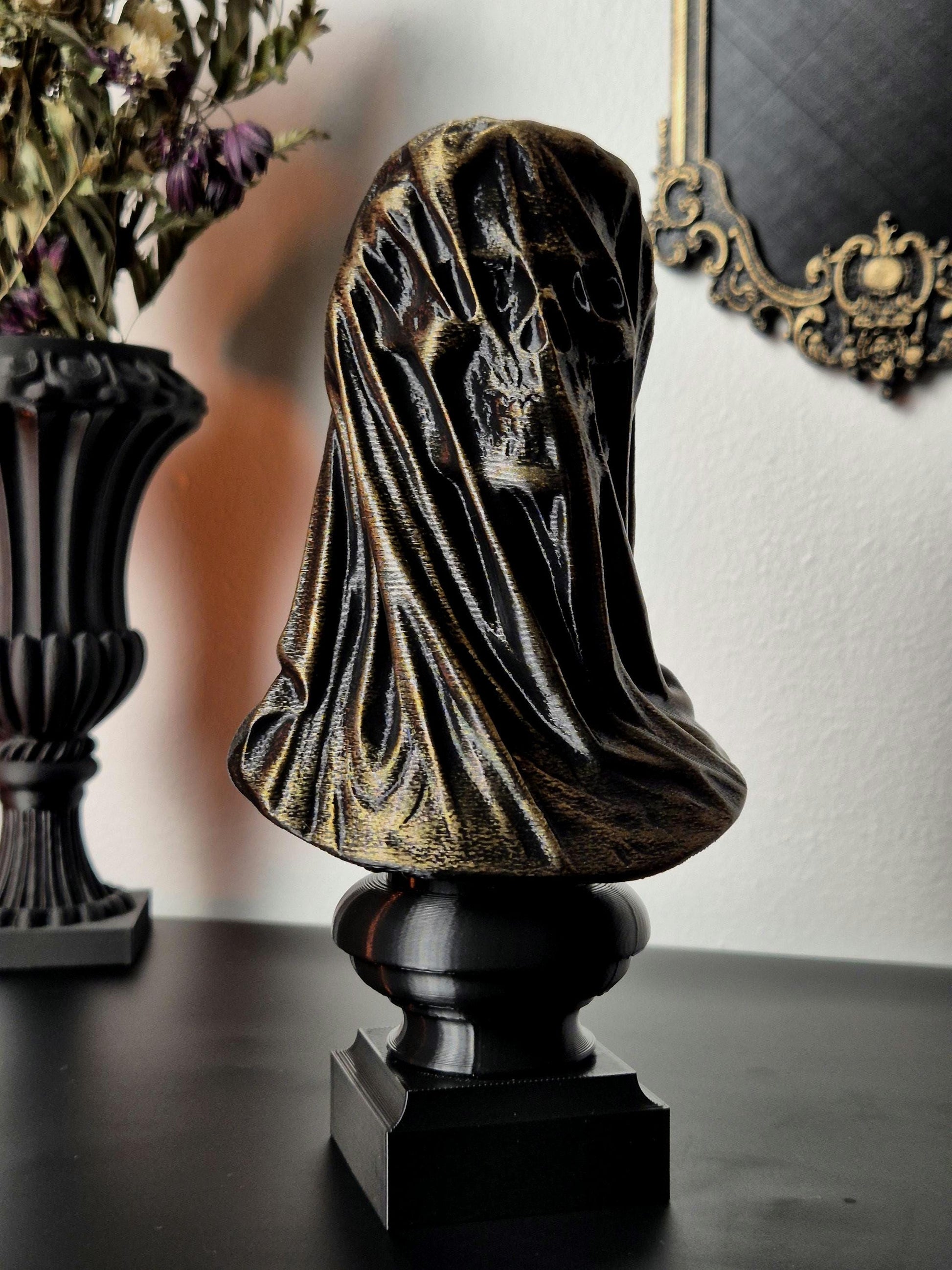 Gothic Bust Sculpture "Tenebra Morte", Gothic Statue, 3D-PRINTED