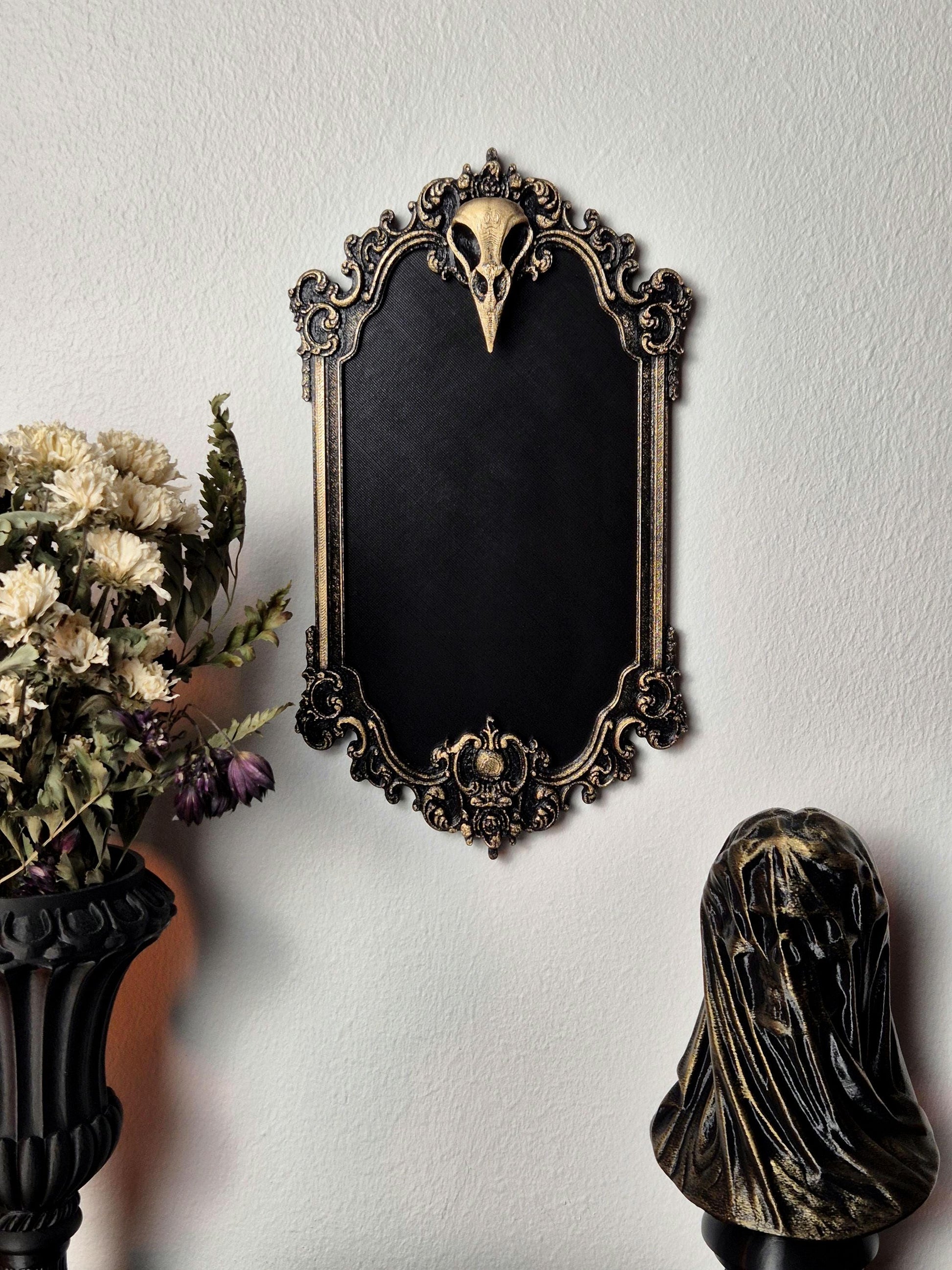 Gothic Victorian Photo Frame Raven Skull, Macabre Frame, Gothic Wall Decor, Baroque Wall Art, Goth Wall Gallery, Goth Gift, 3D-PRINTED