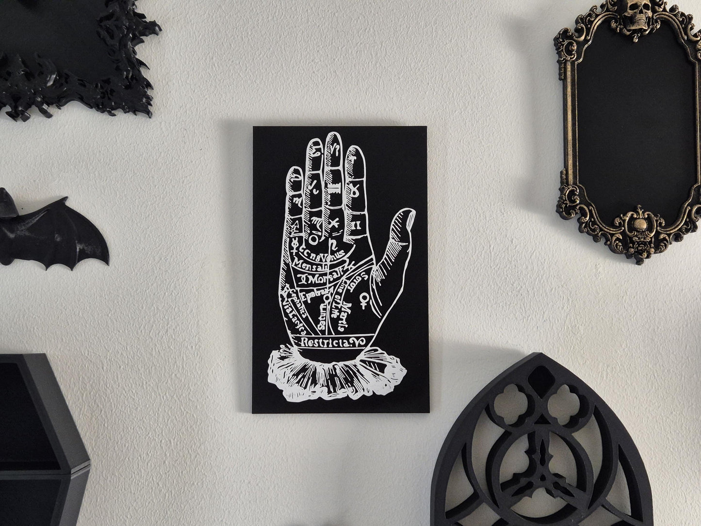 3D Print "Palmistry Chart"/ Witchy Wall Hangings, Occult Wall Art, Gothic Victorian Wall Art, Gift for Witch, Gift for Goth
