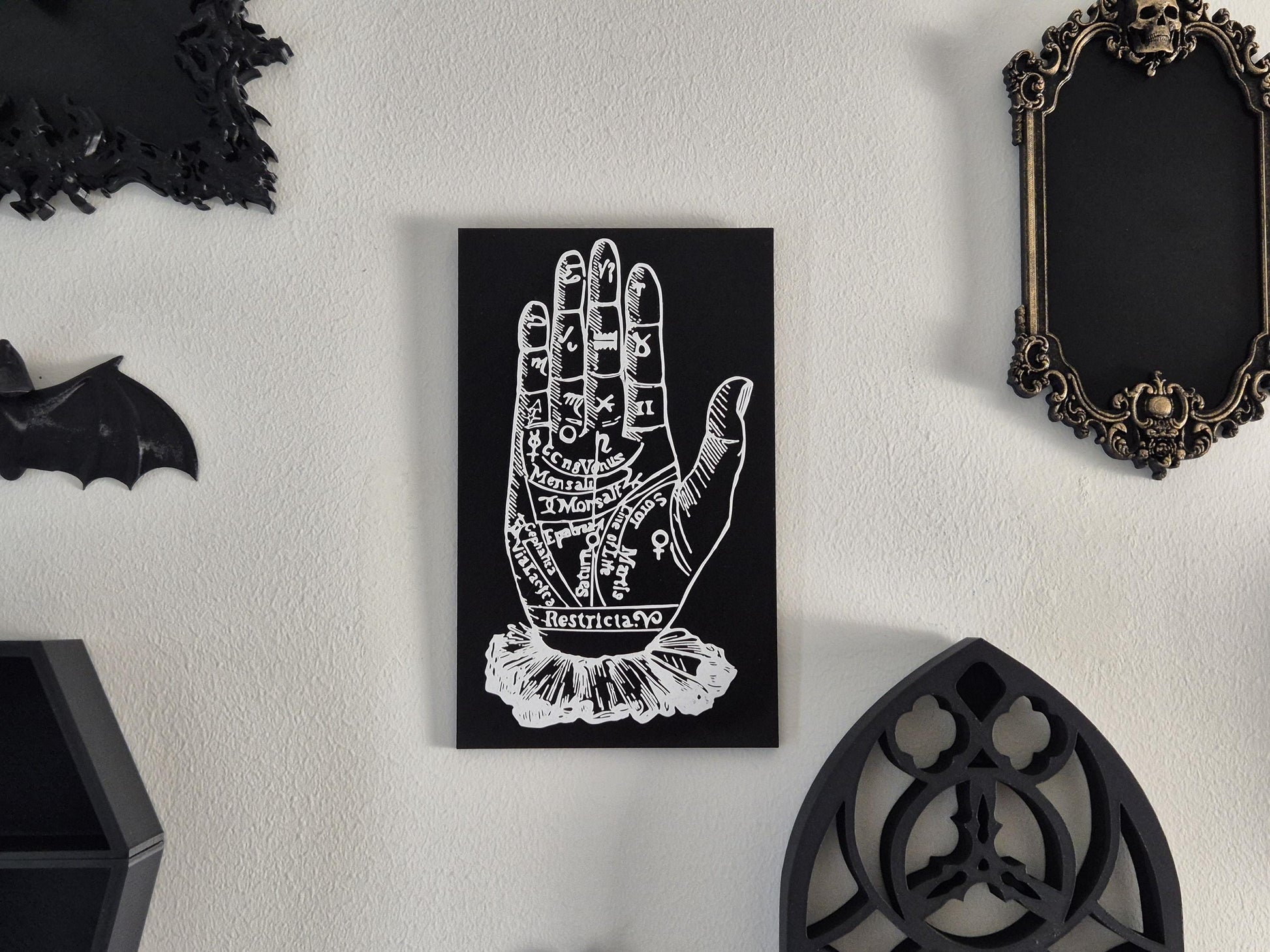 3D Print "Palmistry Chart"/ Witchy Wall Hangings, Occult Wall Art, Gothic Victorian Wall Art, Gift for Witch, Gift for Goth