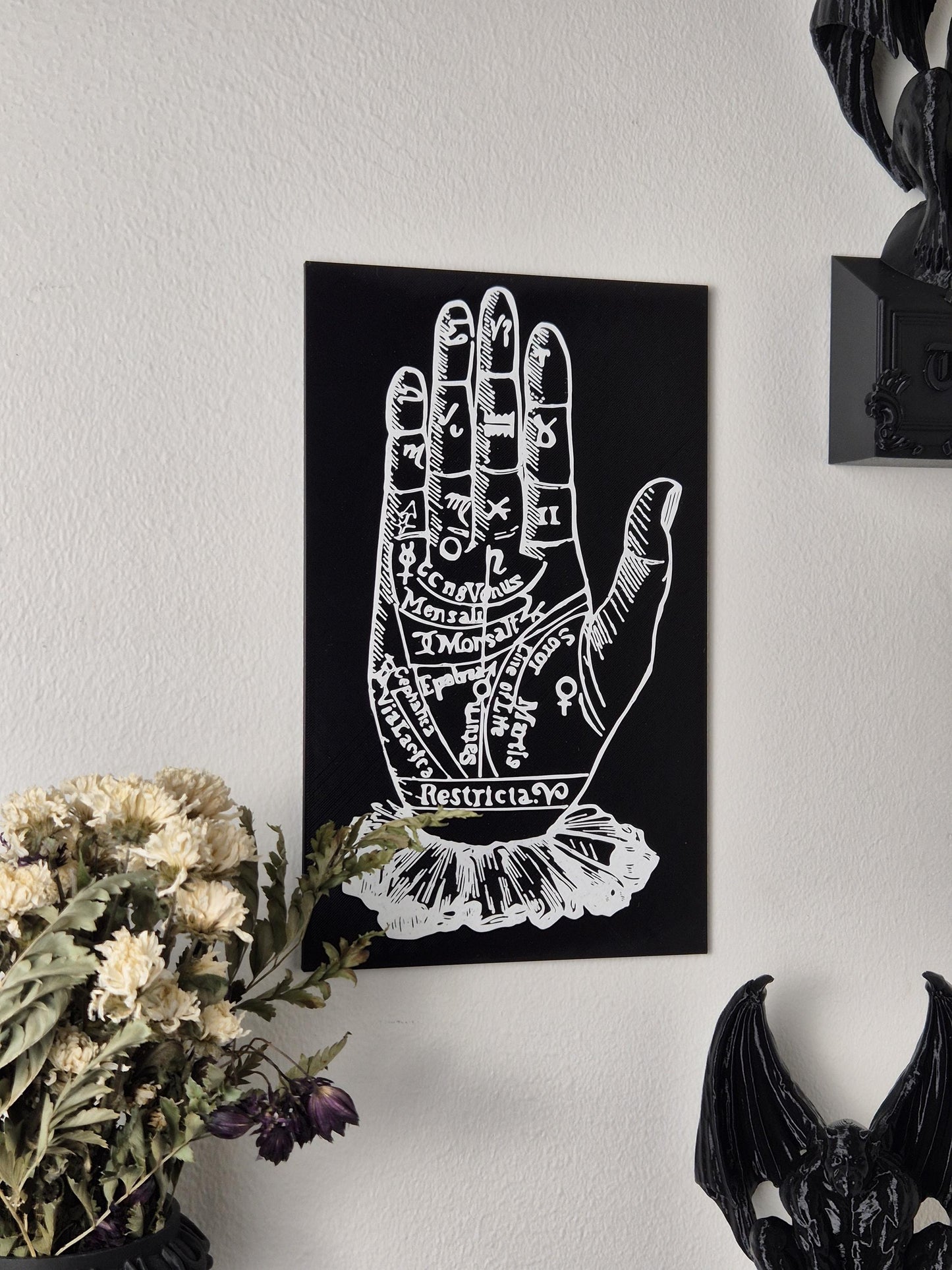 3D Print "Palmistry Chart"/ Witchy Wall Hangings, Occult Wall Art, Gothic Victorian Wall Art, Gift for Witch, Gift for Goth
